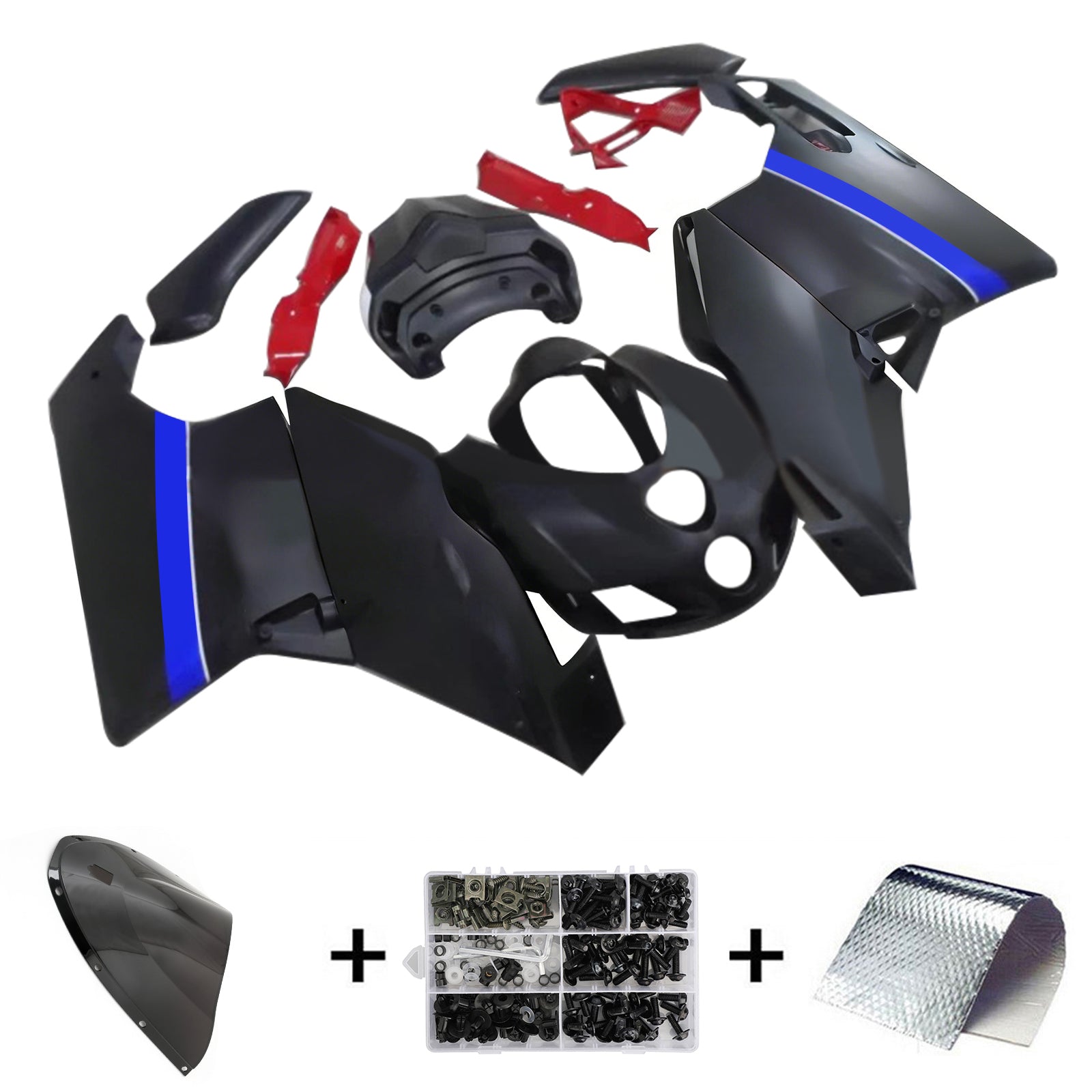 Amotopart Ducati 999 749 2005 2006 Matte Black Red Fairing Kit
