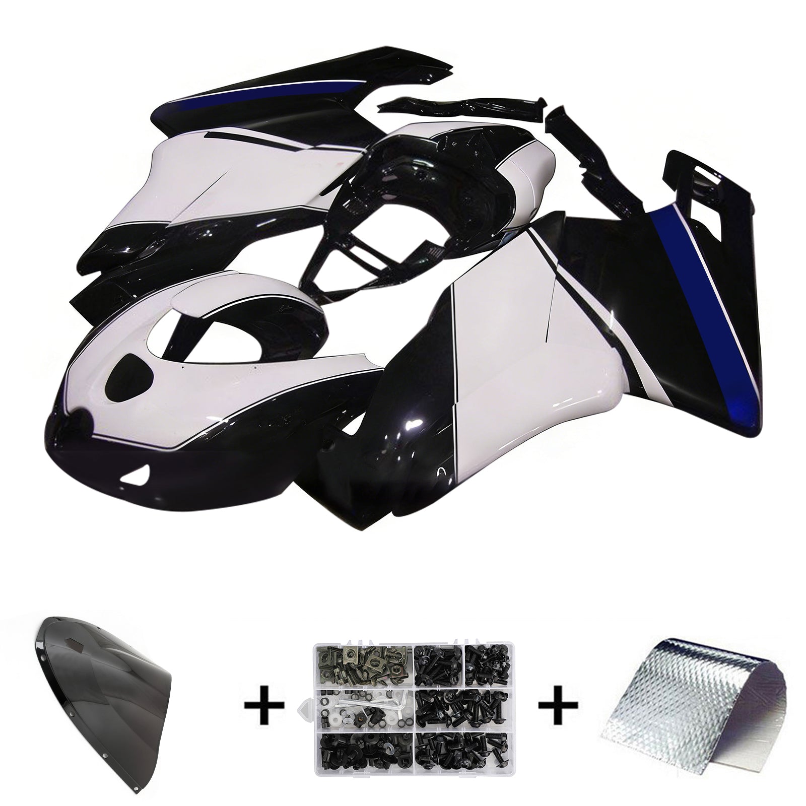 Amotopart Ducati 999 749 2005 2006 Black & White Brand Fairing Kit
