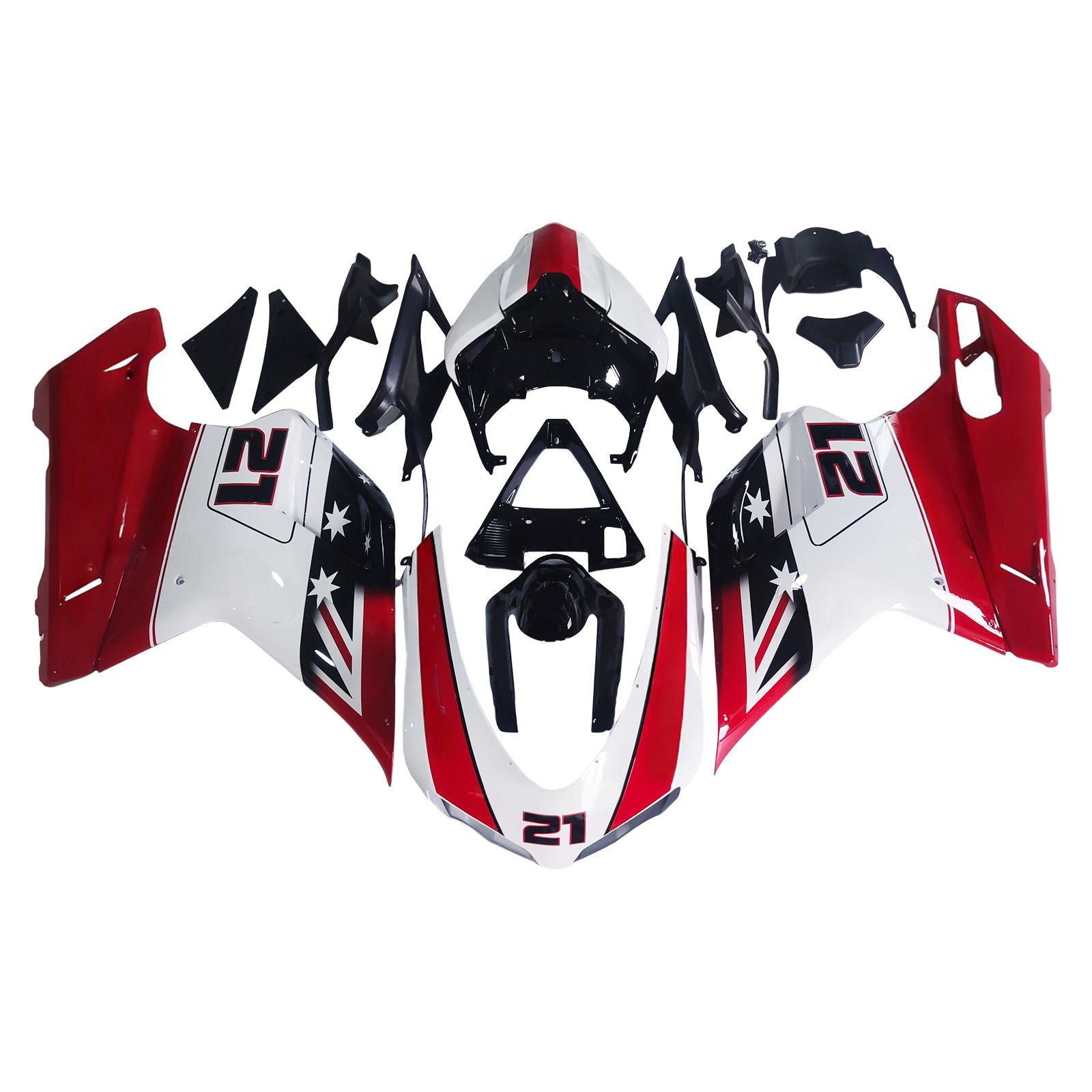 Amotopart All Years Ducati 1098/1198/848 Red White Fairing Kit