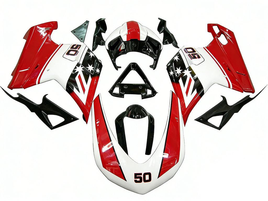 Amotopart 2007-2011 Ducati 1098/1198/848 Červená Černá Bílá Modrá Sada kapotáže