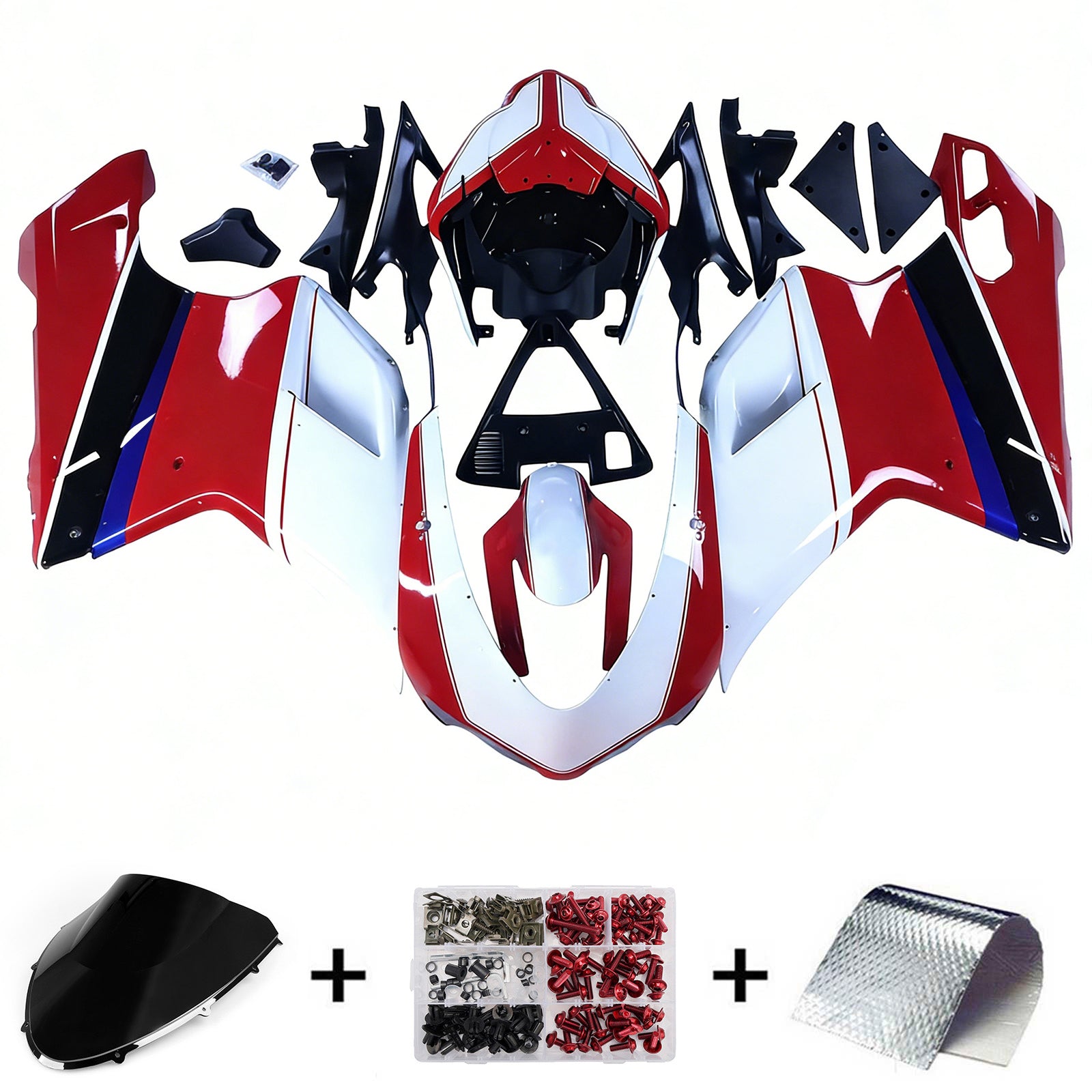 Amotopart All Years Ducati 1098/1198/848 Red White Fairing Kit