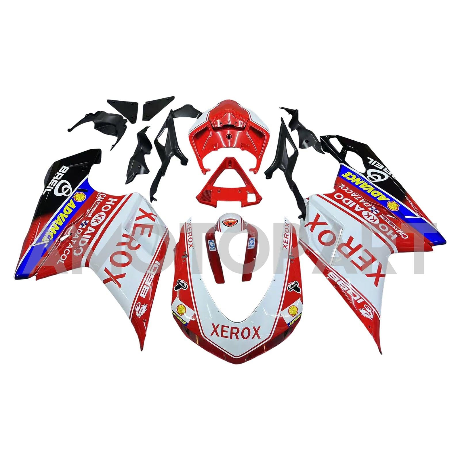Amotopart All Years Ducati 1098/1198/848 White Red Fairing Kit