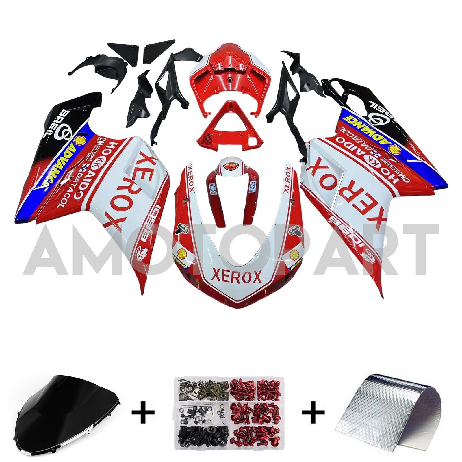 Amotopart All Years Ducati 1098/1198/848 White Red Fairing Kit