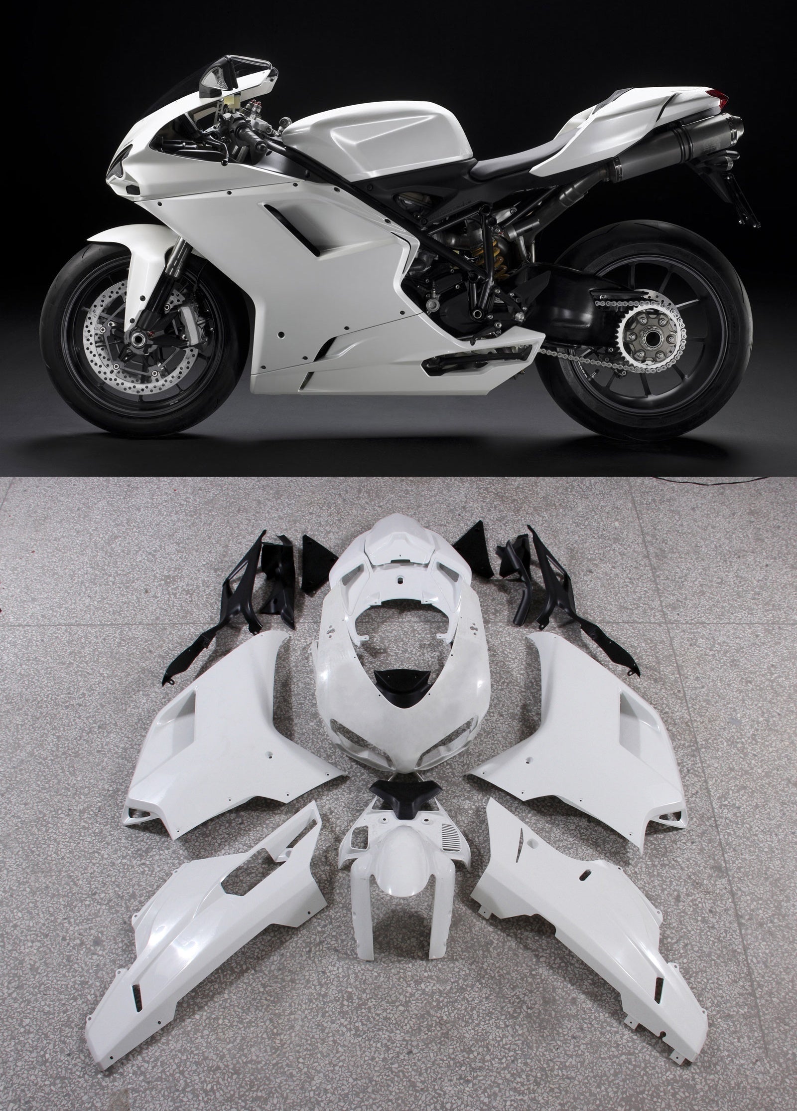 Amotopart 2007-2011 Ducati 1098/1198/848 witte kuipset