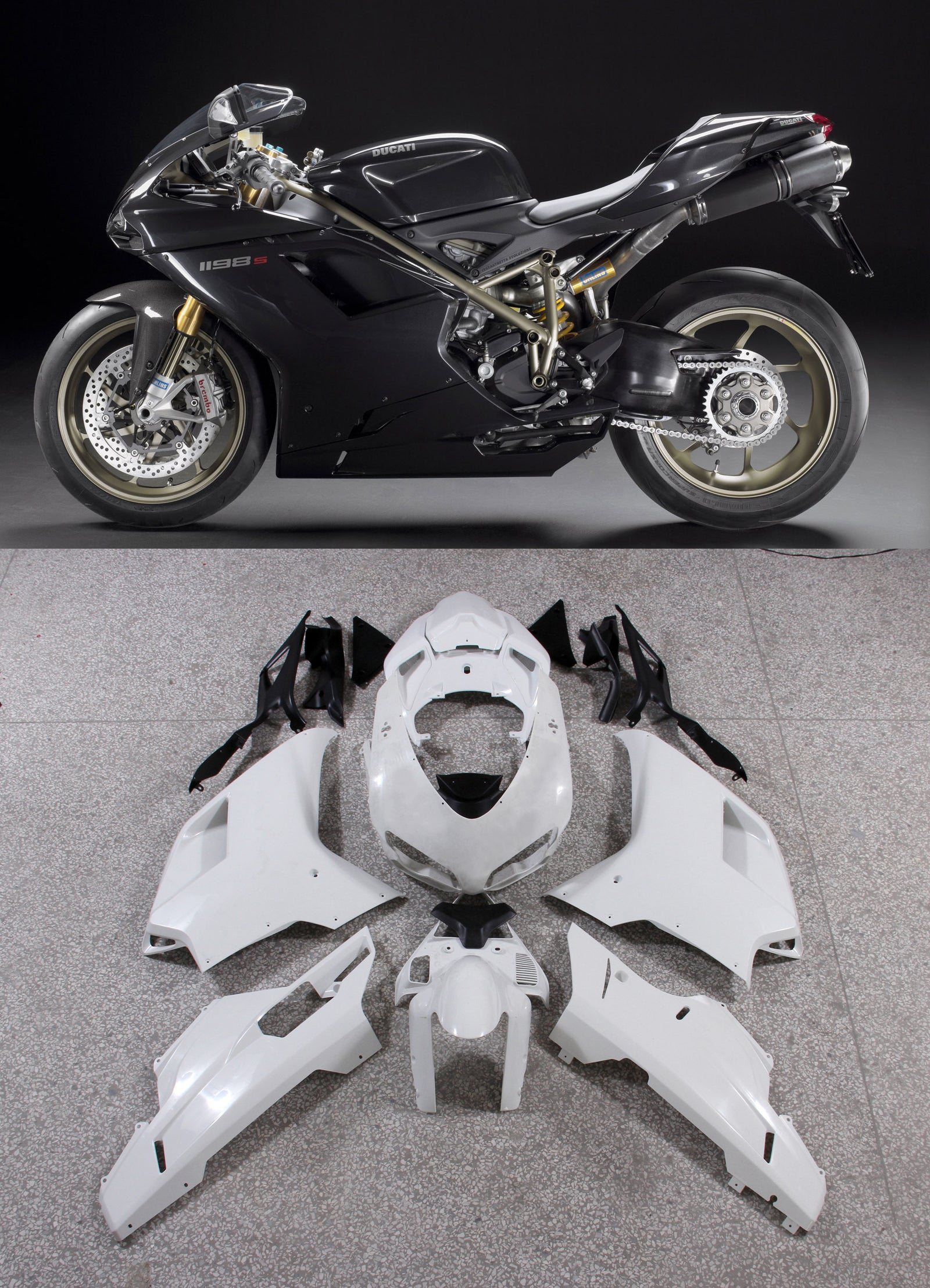 Amotopart All Years Ducat 1198 Black Fairing Kit