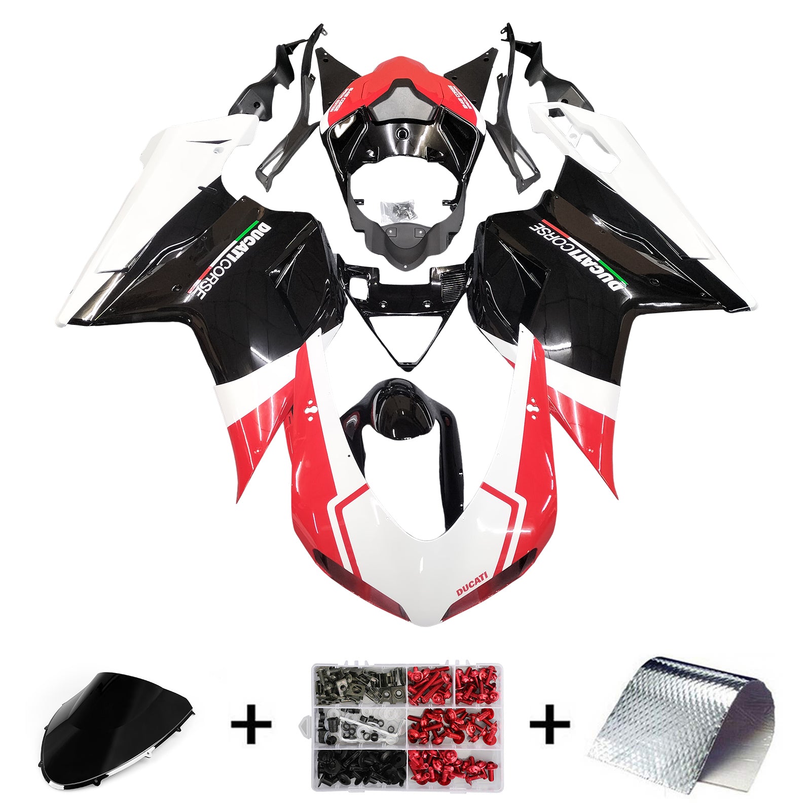 Amotopart All Years Ducati 1098 1198 848 red&Black Fairing Kit