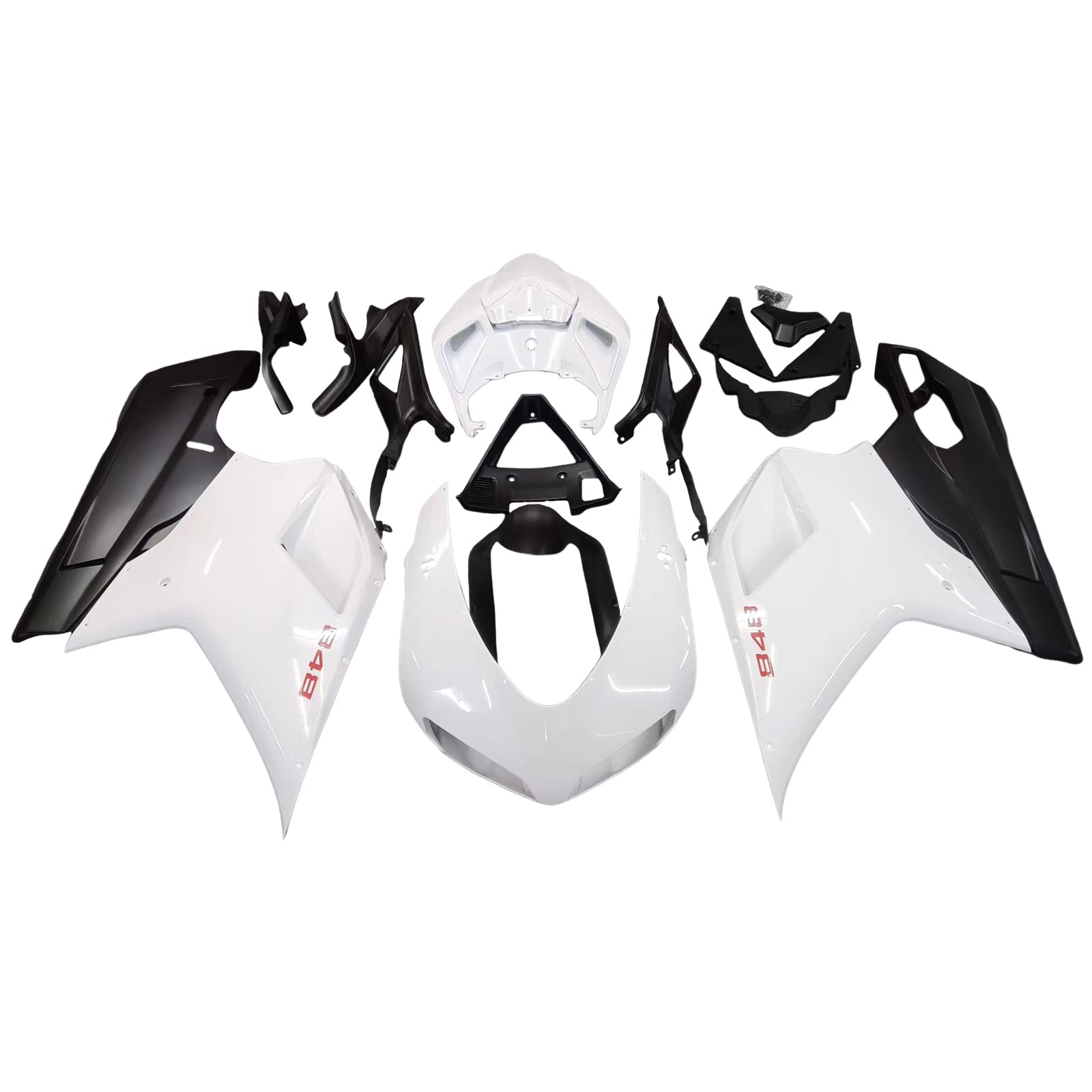 Amotopart All Years Ducati 848 Black White Fairing Kit