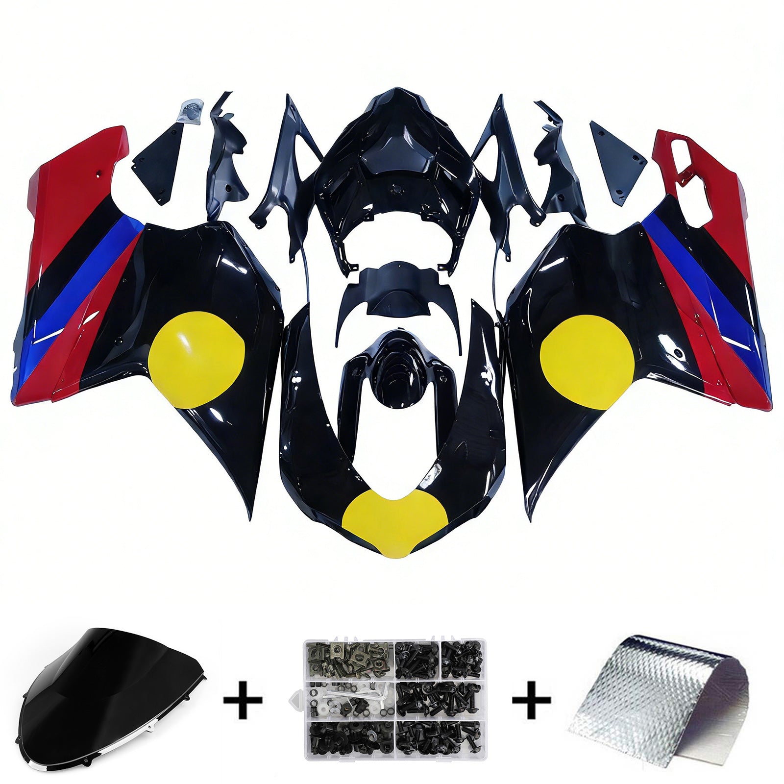 Amotopart All Years Ducati 1098/1198/848 Glossy Black Yellow Circle Fairing Kit