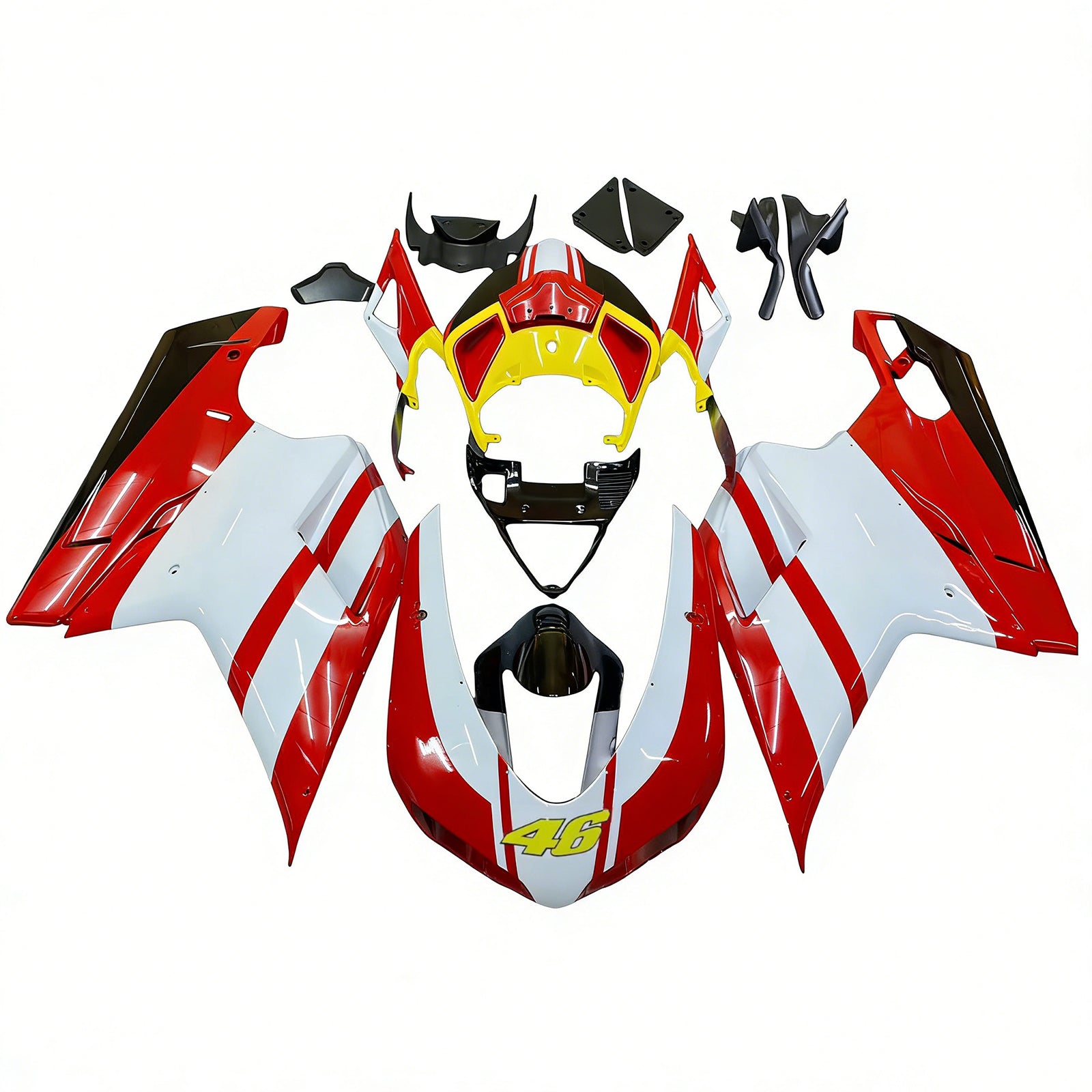 Amotopart All Years Ducati 1098/1198/848 Red White Yellow Fairing Kit