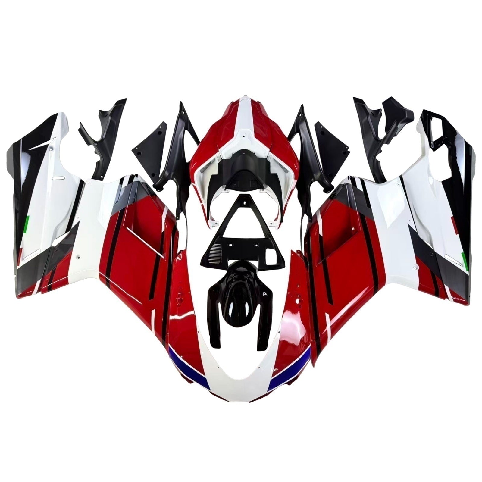 Amotopart 全年式 Ducati 1098/1198/848 ブラック レッド フェアリング