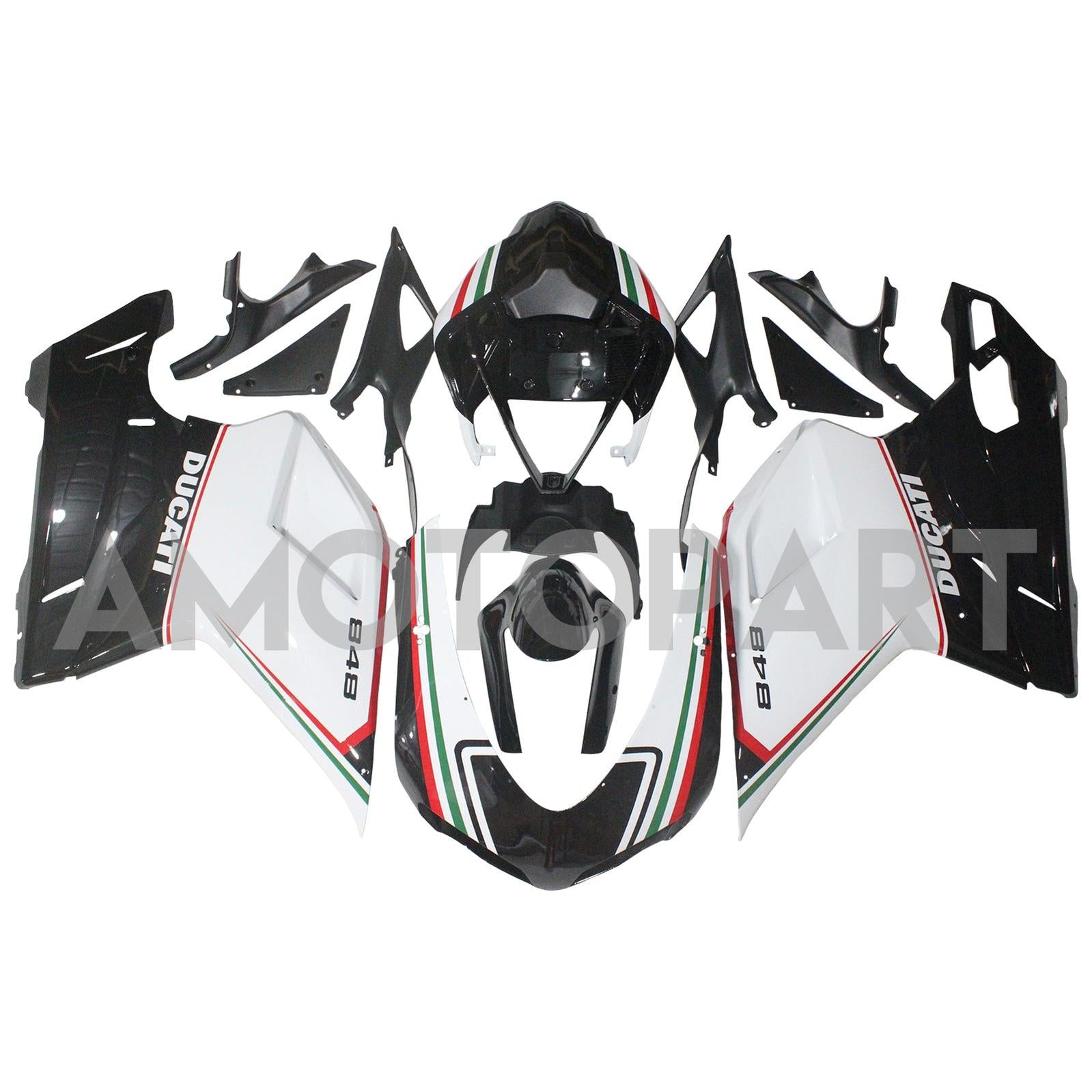 Amotopart Ducati All Years 1098/1198/848 Black White Fairing Kit