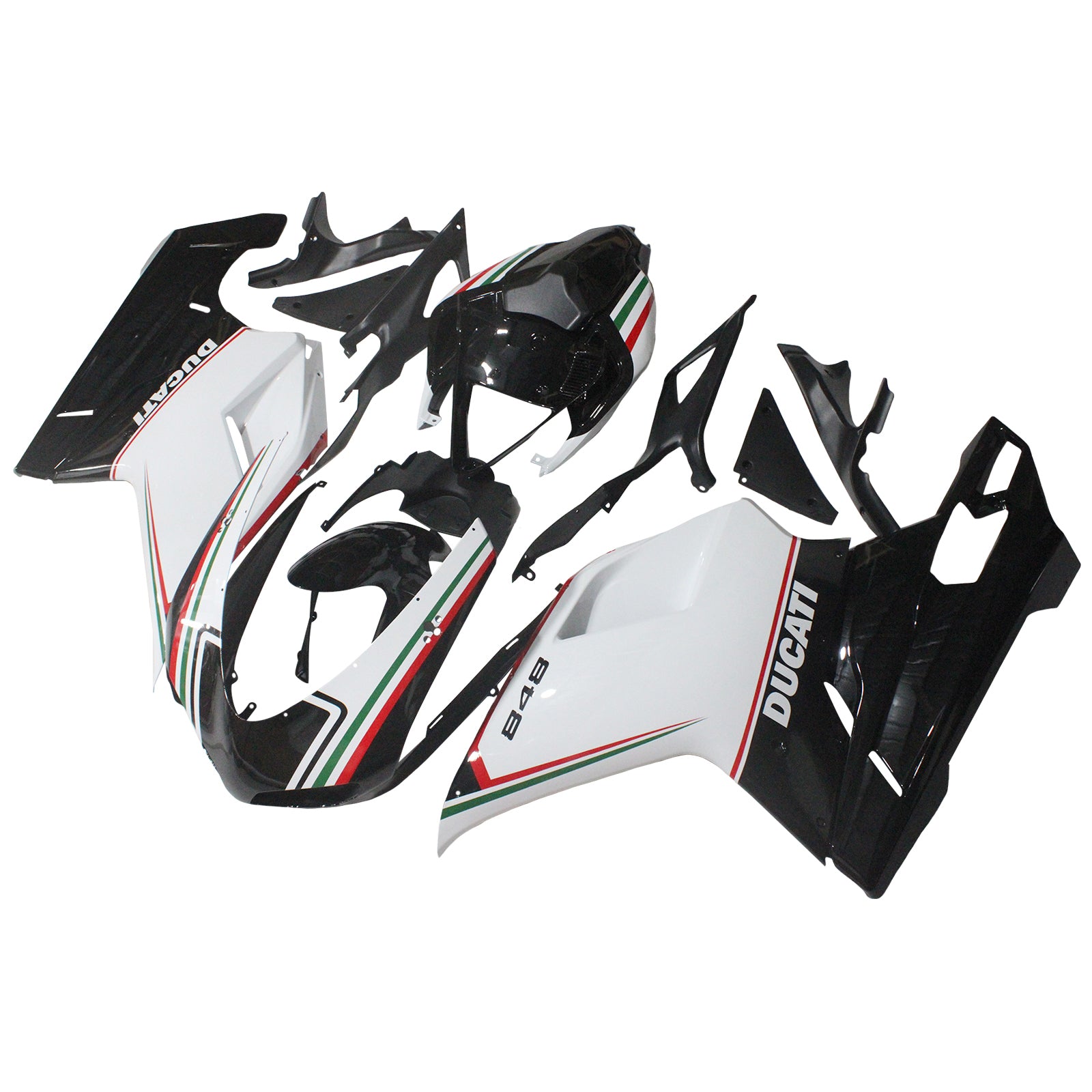 Amotopart Ducati All Years 1098/1198/848 Black White Fairing Kit