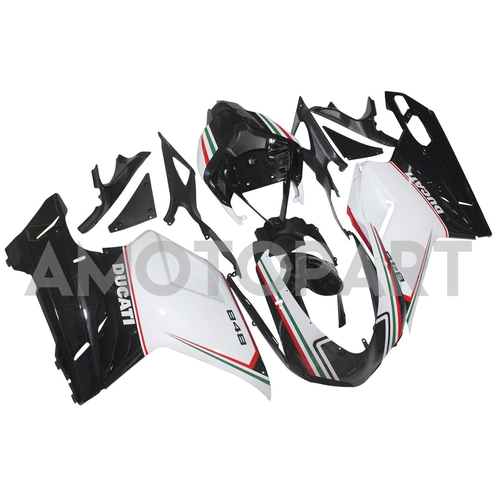 Amotopart Ducati alla år 1098/1198/848 Black White Fairing Kit