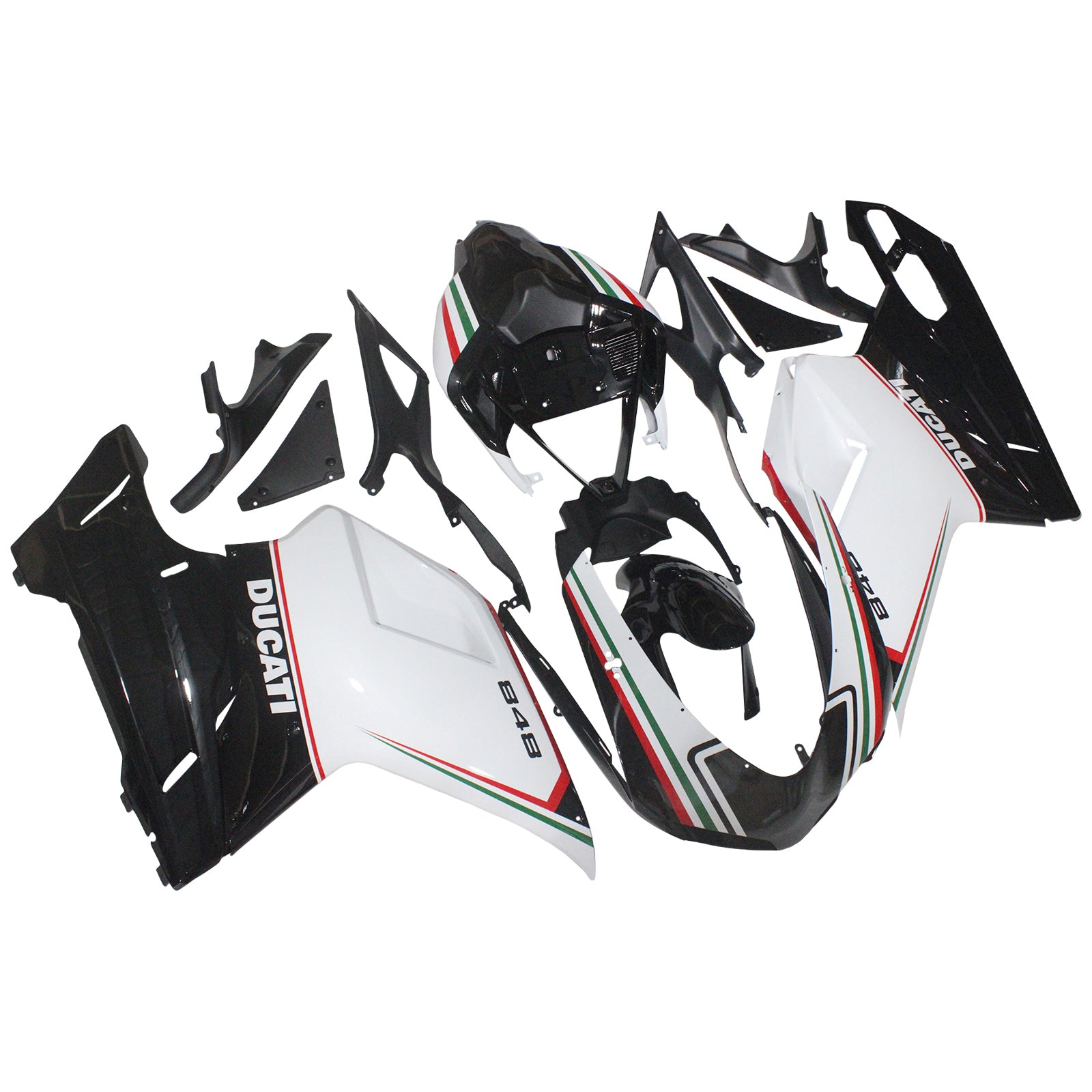 Amotopart Ducati All Years 1098/1198/848 Black White Fairing Kit