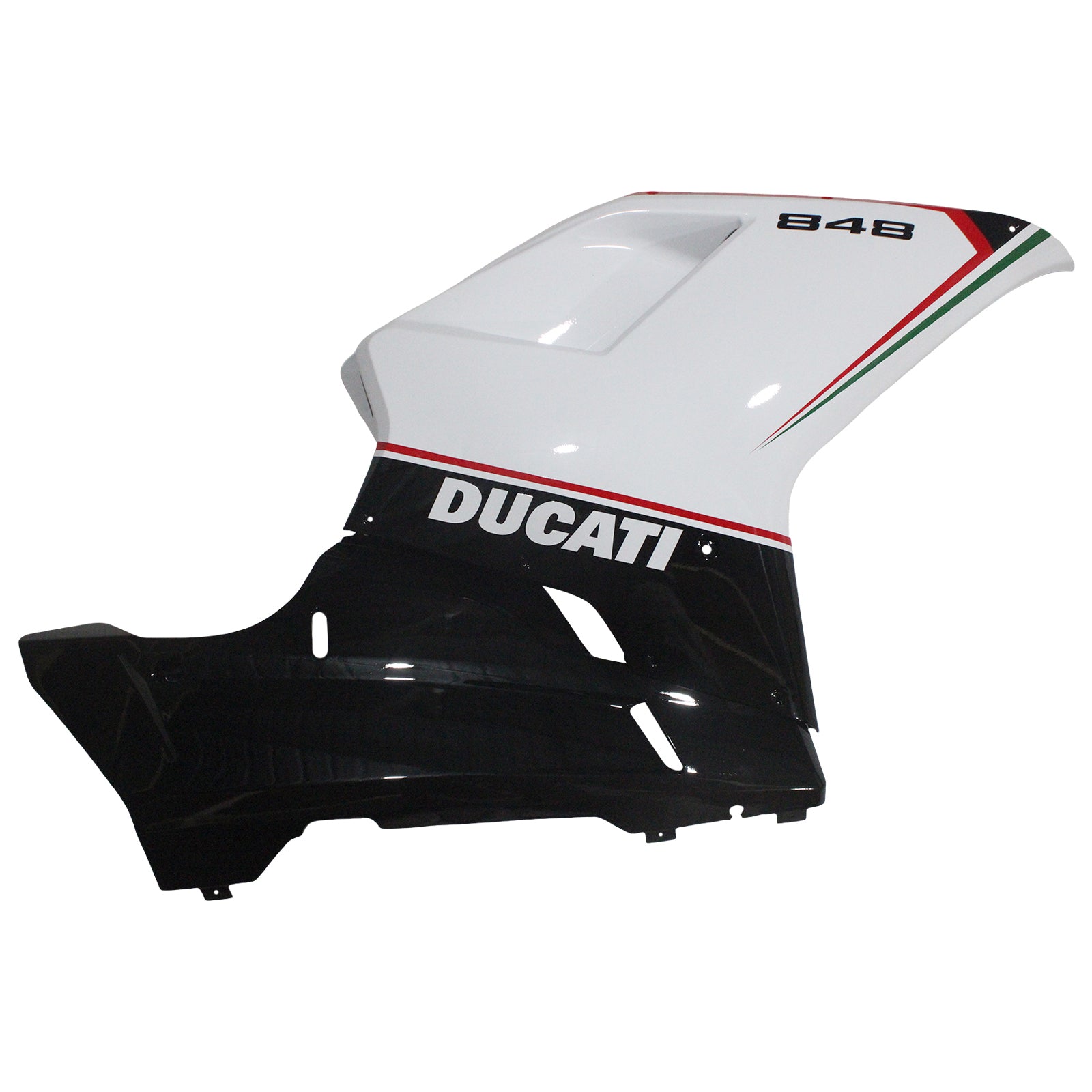 Amotopart Verkleidungsset für Ducati 2007–2012 1098/1198/848, Schwarz, Weiß