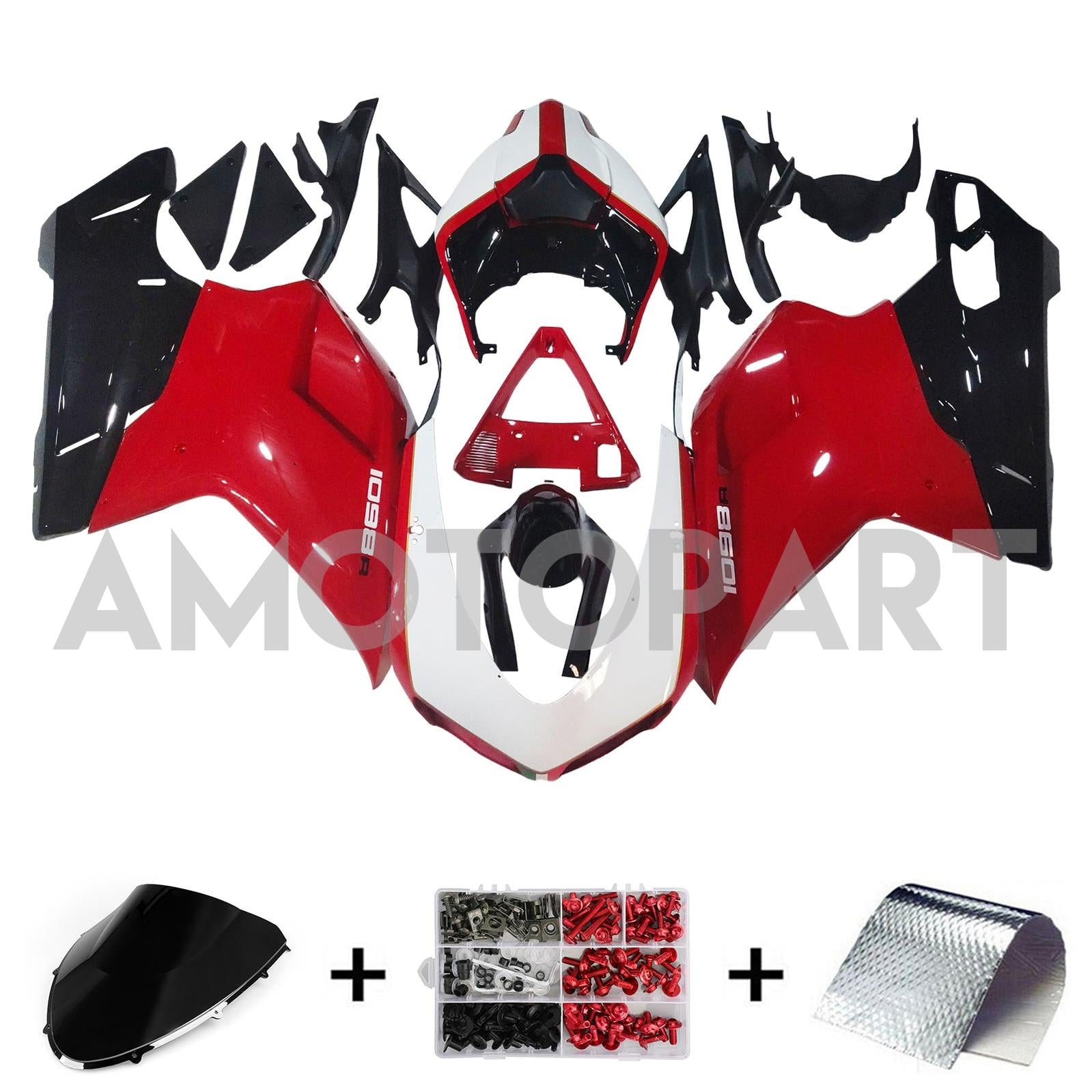 Amotopart Ducati All Years 1098/1198/848 Black Red Fairing Kit