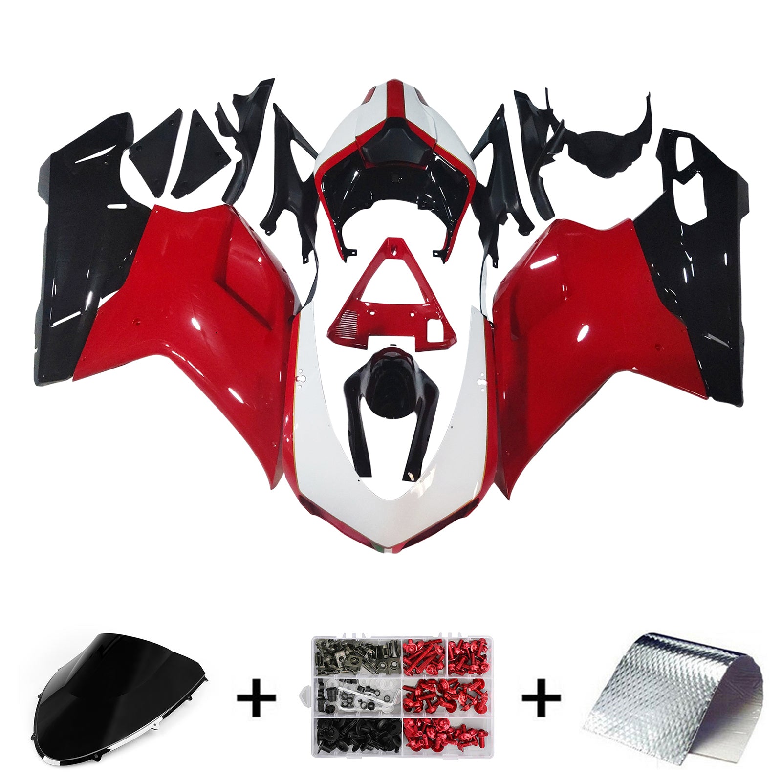 Amotopart Ducati All Years 1098/1198/848 Black Red Fairing Kit