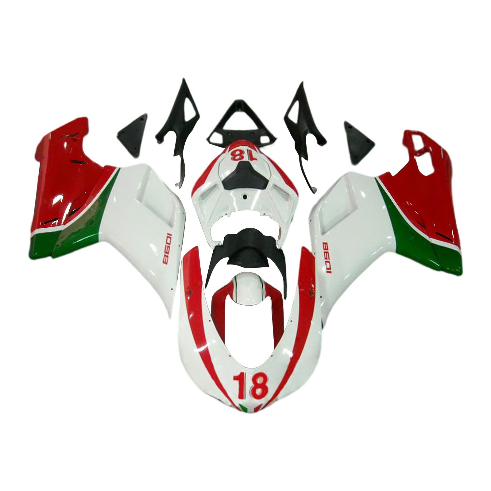 Amotopart All Years Ducati 1098 1198 848 Red&White Style3 Fairing Kit