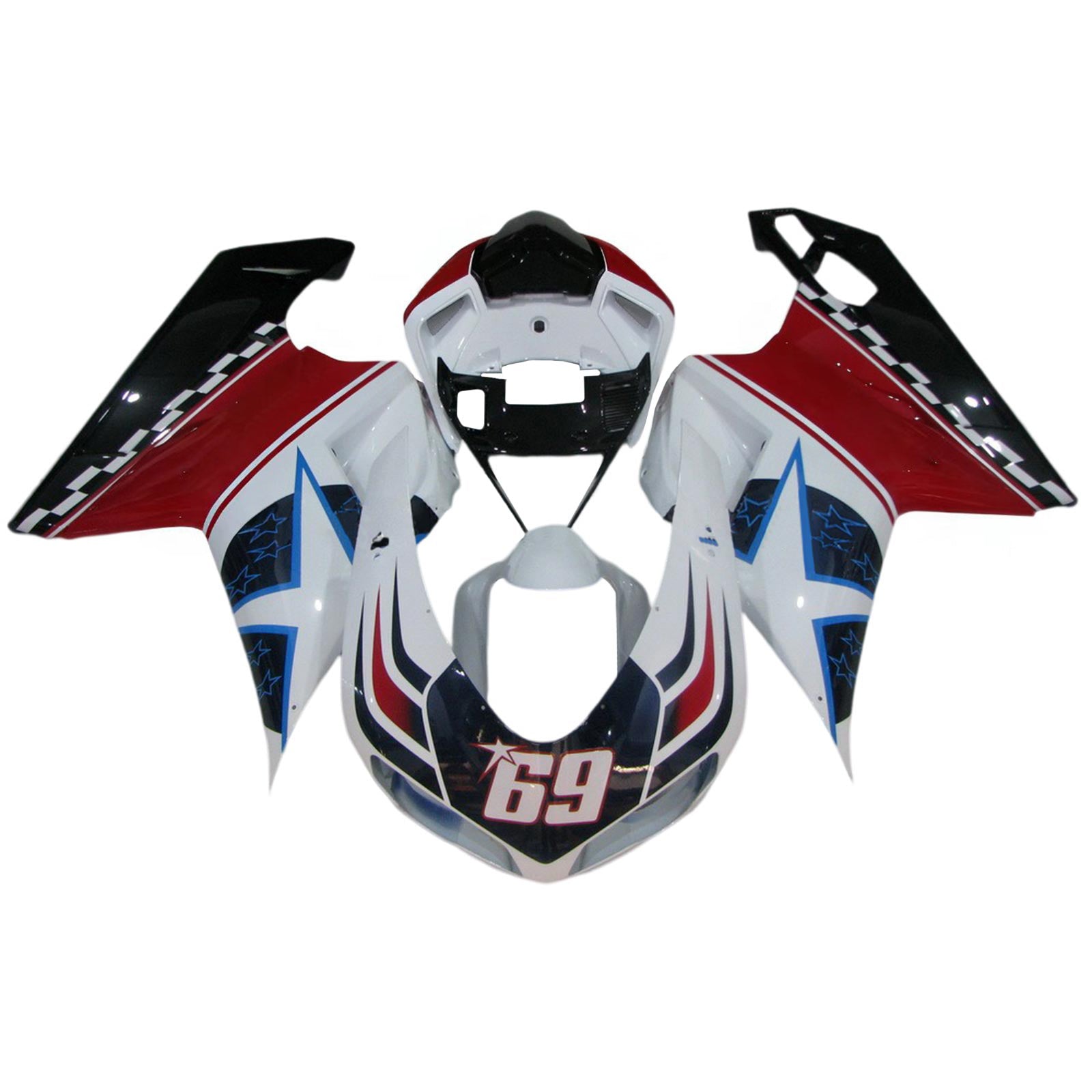 Amotopart All Years Ducati 1098 1198 848 Red&White Style4 Fairing Kit