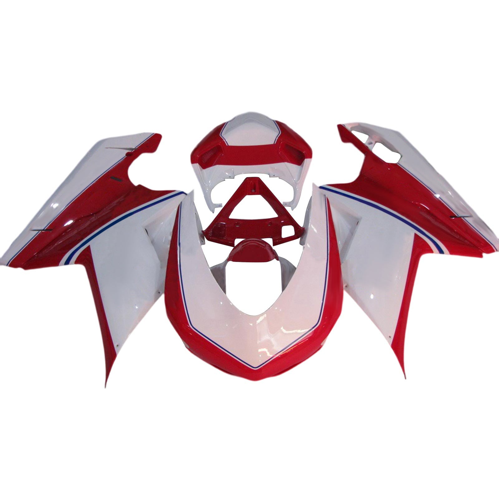 Amotopart All Years Ducati 1098 1198 848 Red&White Style6 Fairing Kit