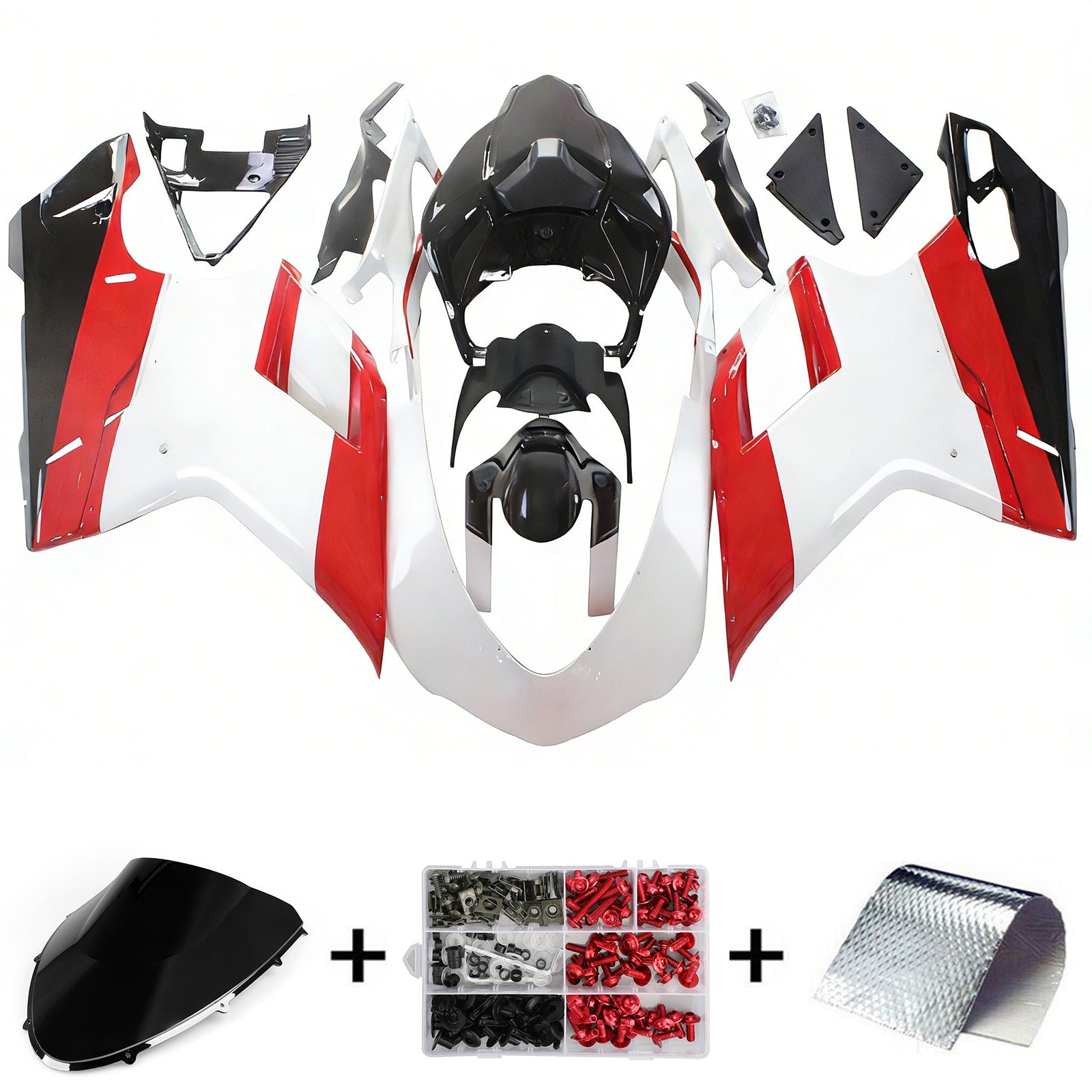 Amotopart All Years Ducati 1098 1198 848 Red & White Style 5 Failing Kit