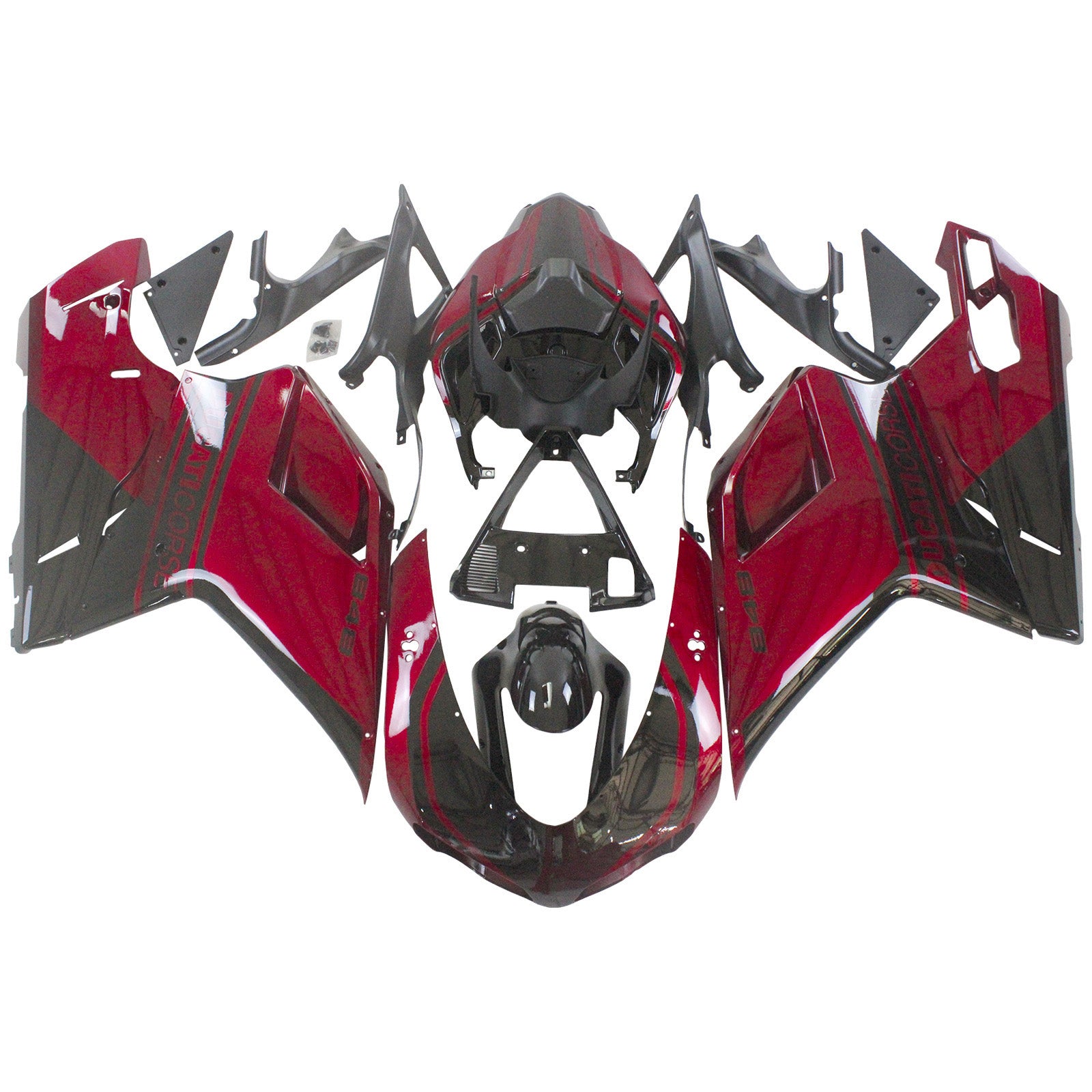 Amotopart All Years Ducati 1098 1198 848 Dark Red Fairing Kit