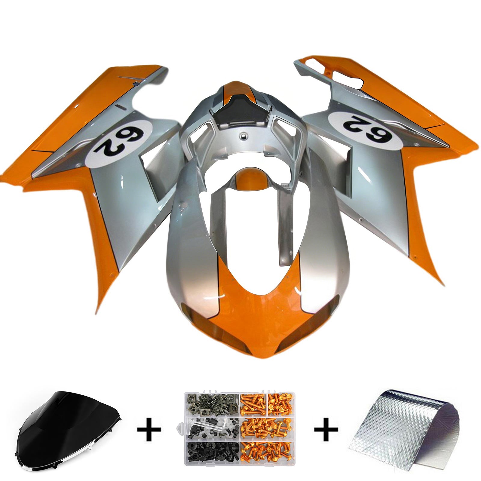 Amotopart All Years Ducati 1098 1198 848 Orange&Silver Fairing Kit