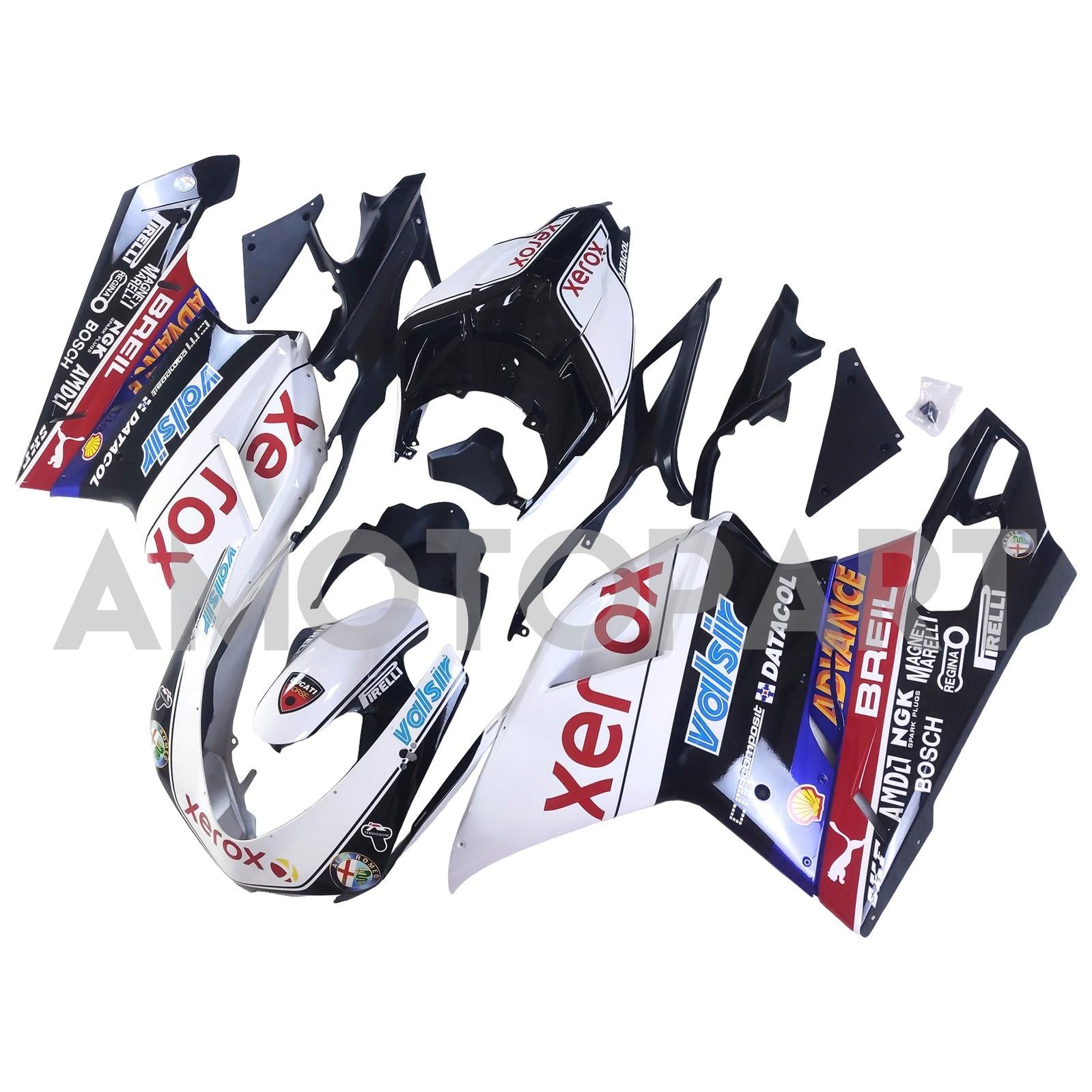 Amotopart varje år Ducati 1098 1198 848 Black & White Style3 Fairing Kit