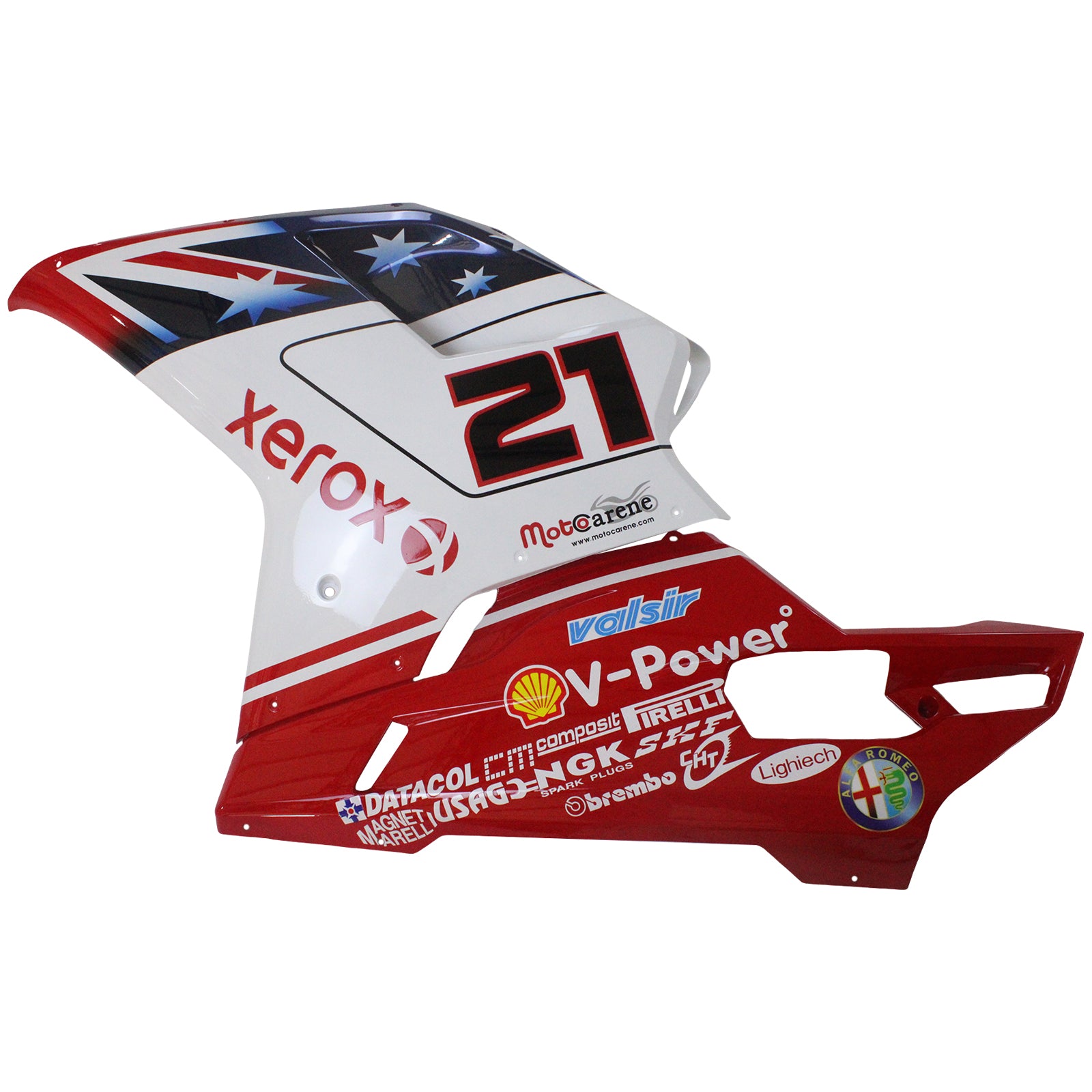 Amotopart 2007-2012 Ducati 1098 1198 848 Kit carena Style7 rosso e bianco