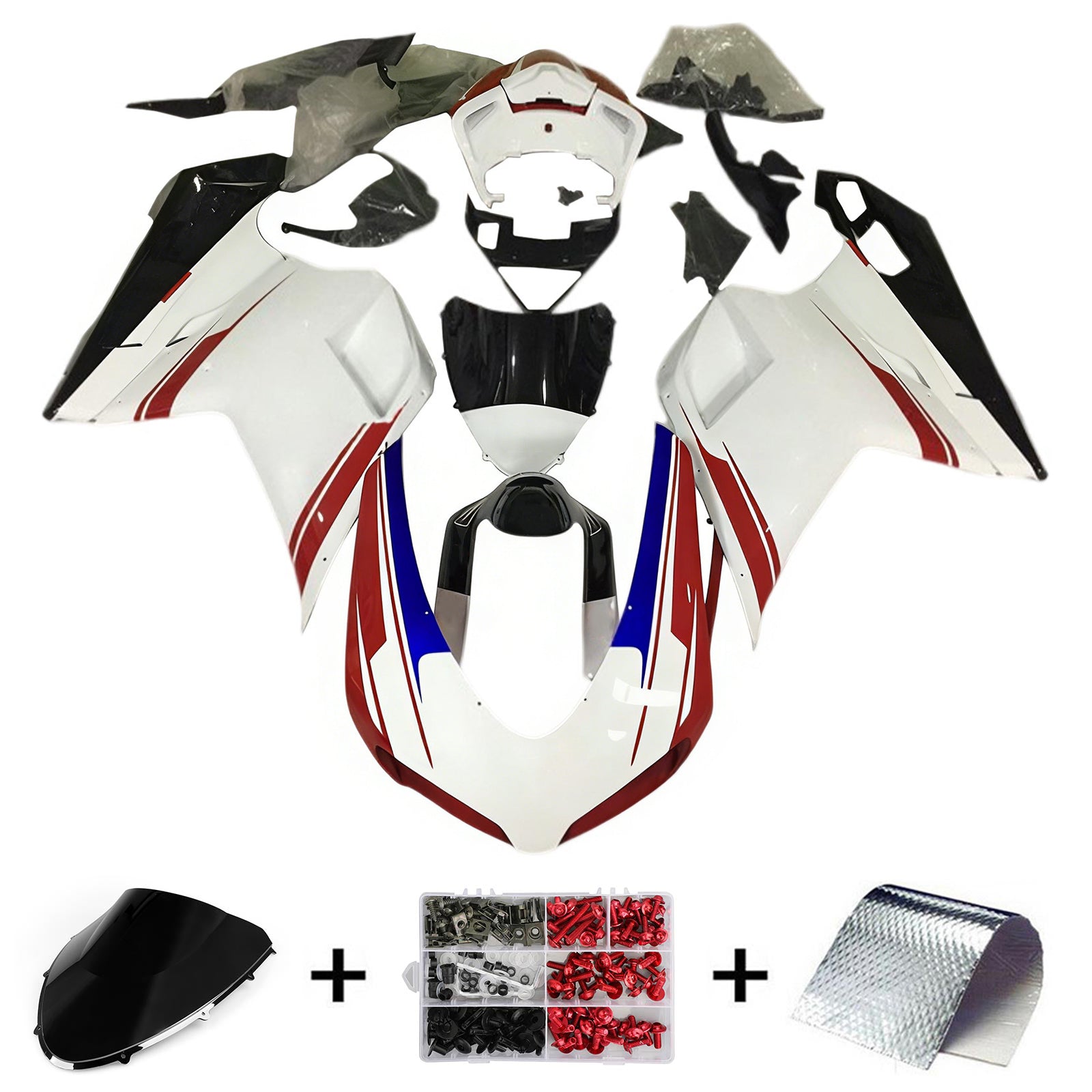 Amotopart All Years Ducati 1098 1198 848 Red&White Style10 Fairing Kit