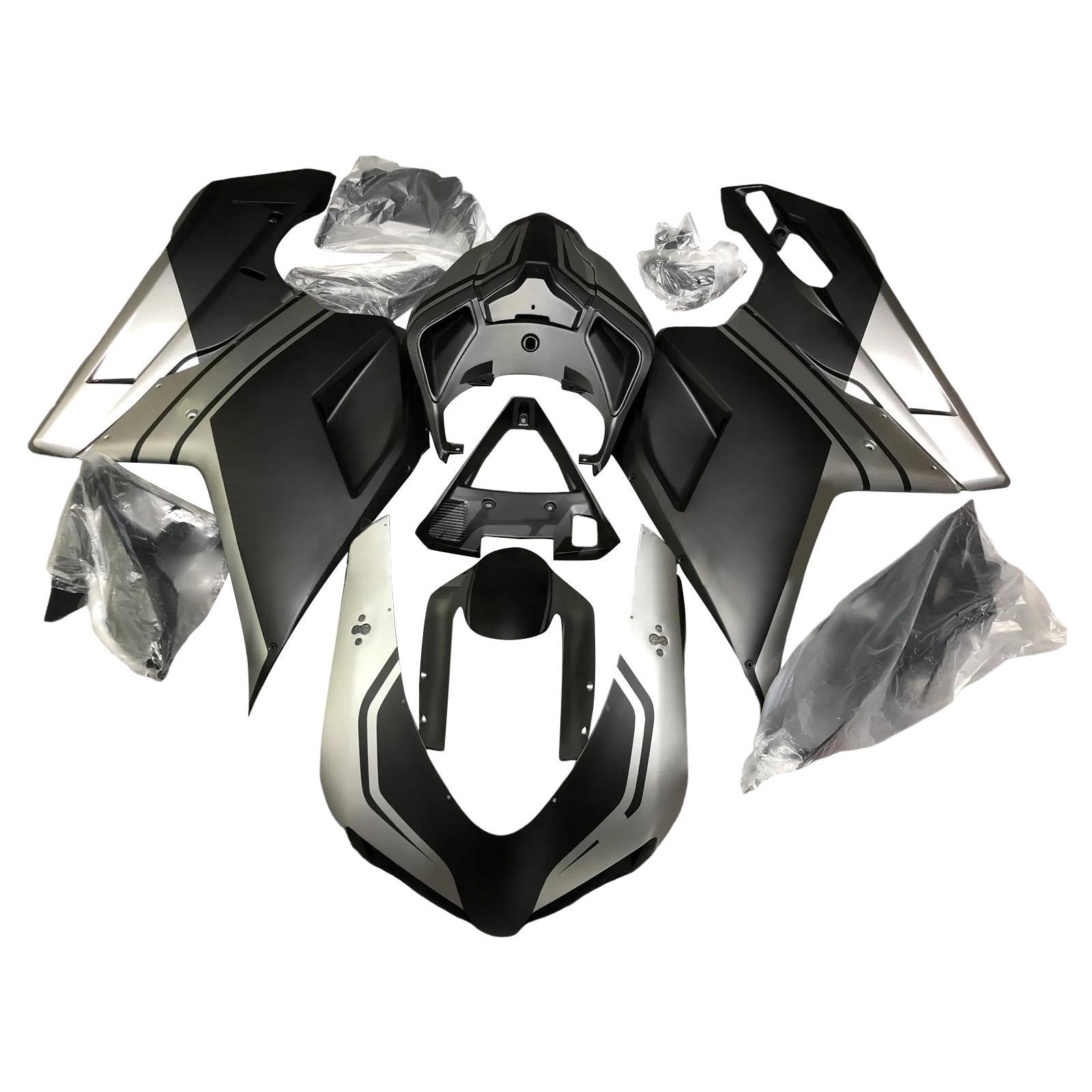 Amotopart alle år Ducati 1098 1198 848 Black & Grey Style1 Fairing Kit