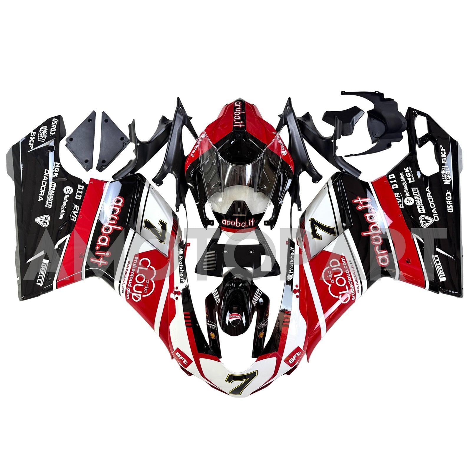 Amotopart All Years Ducati 1098 1198 848 Black White Red Fairing Kit