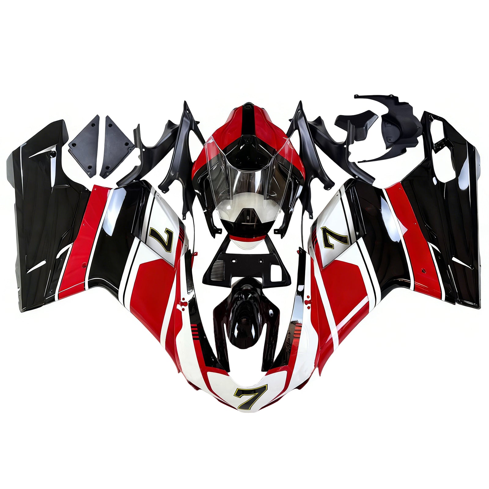 Amotopart All Years Ducati 1098 1198 848 Black White Red Fairing Kit