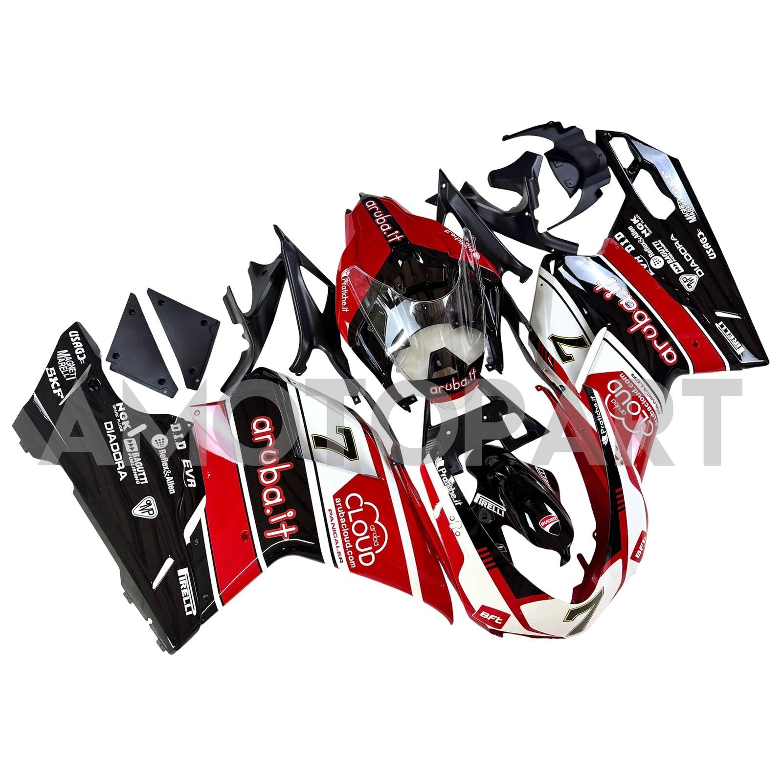 Amotopart All Years Ducati 1098 1198 848 Black White Red Fairing Kit