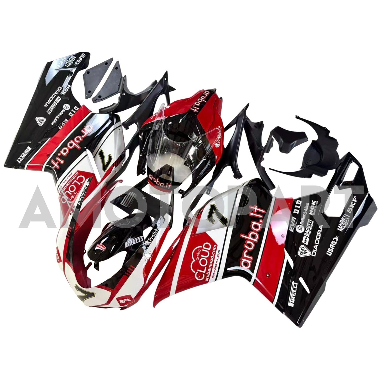 Amotopart All Years Ducati 1098 1198 848 Black White Red Fairing Kit