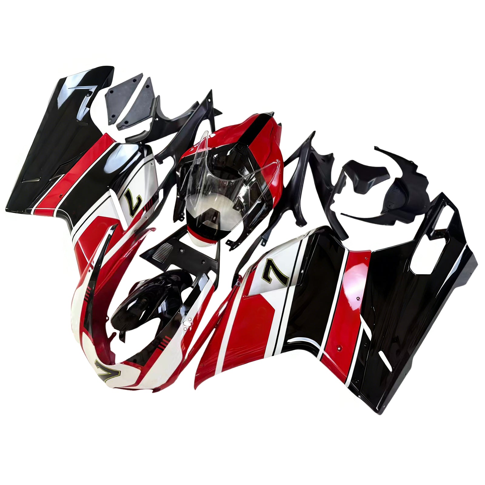 Amotopart Todos los años Ducati 1098 1198 848 Kit de carenado negro blanco rojo