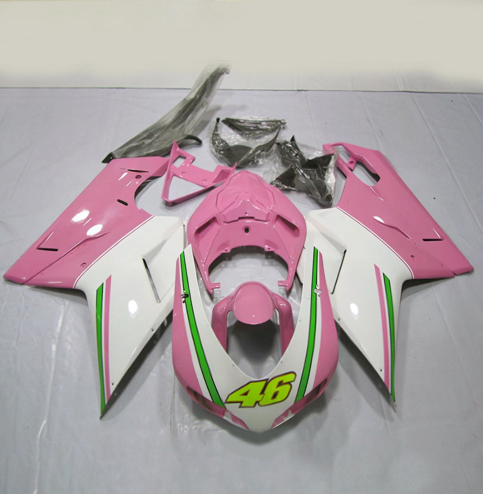 Amotopart All Years Ducati 1098 1198 848 White Pink Fairing Kit