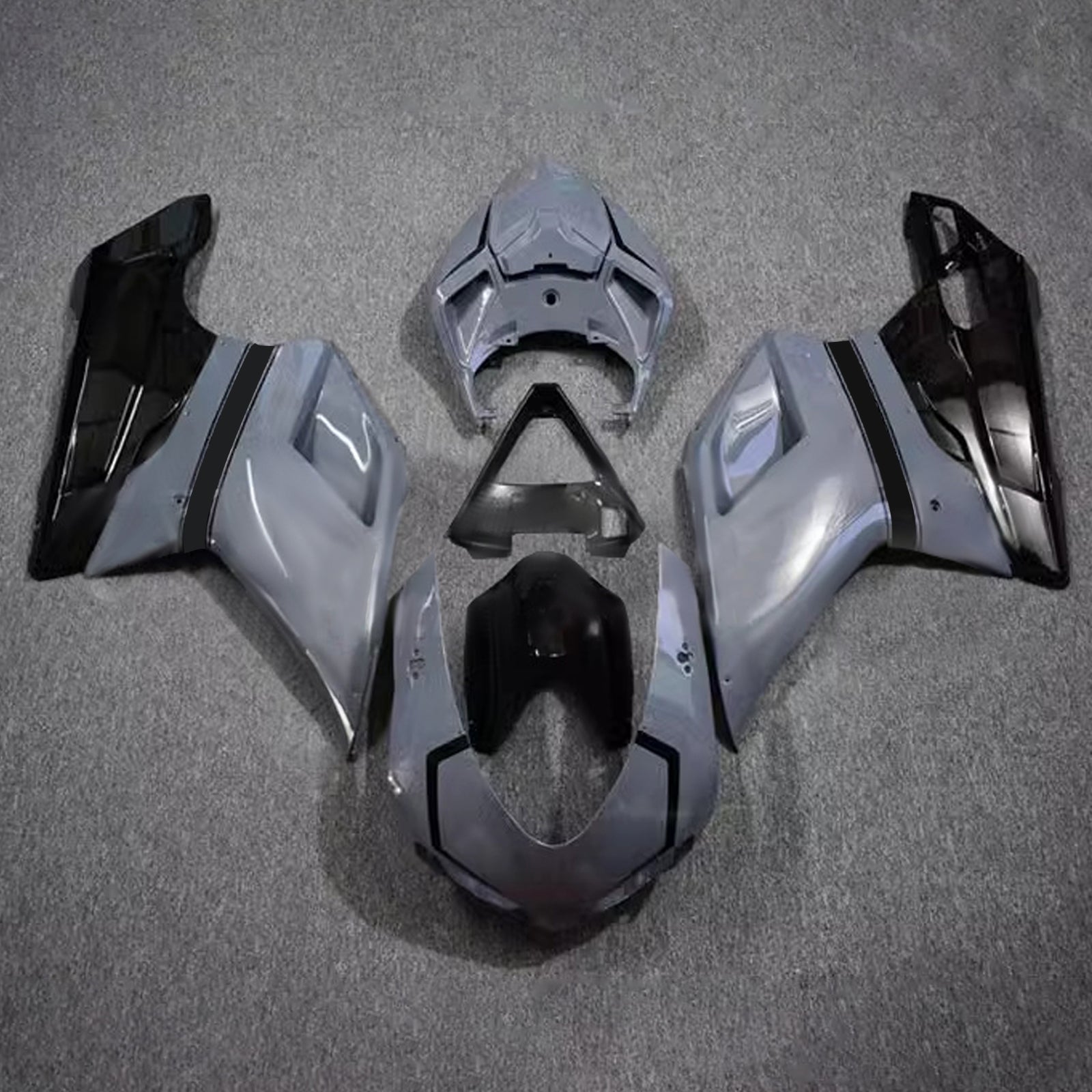 Amotopart All Years Ducati 1098/1198/848 Glossy Black Gray Fairing Kit