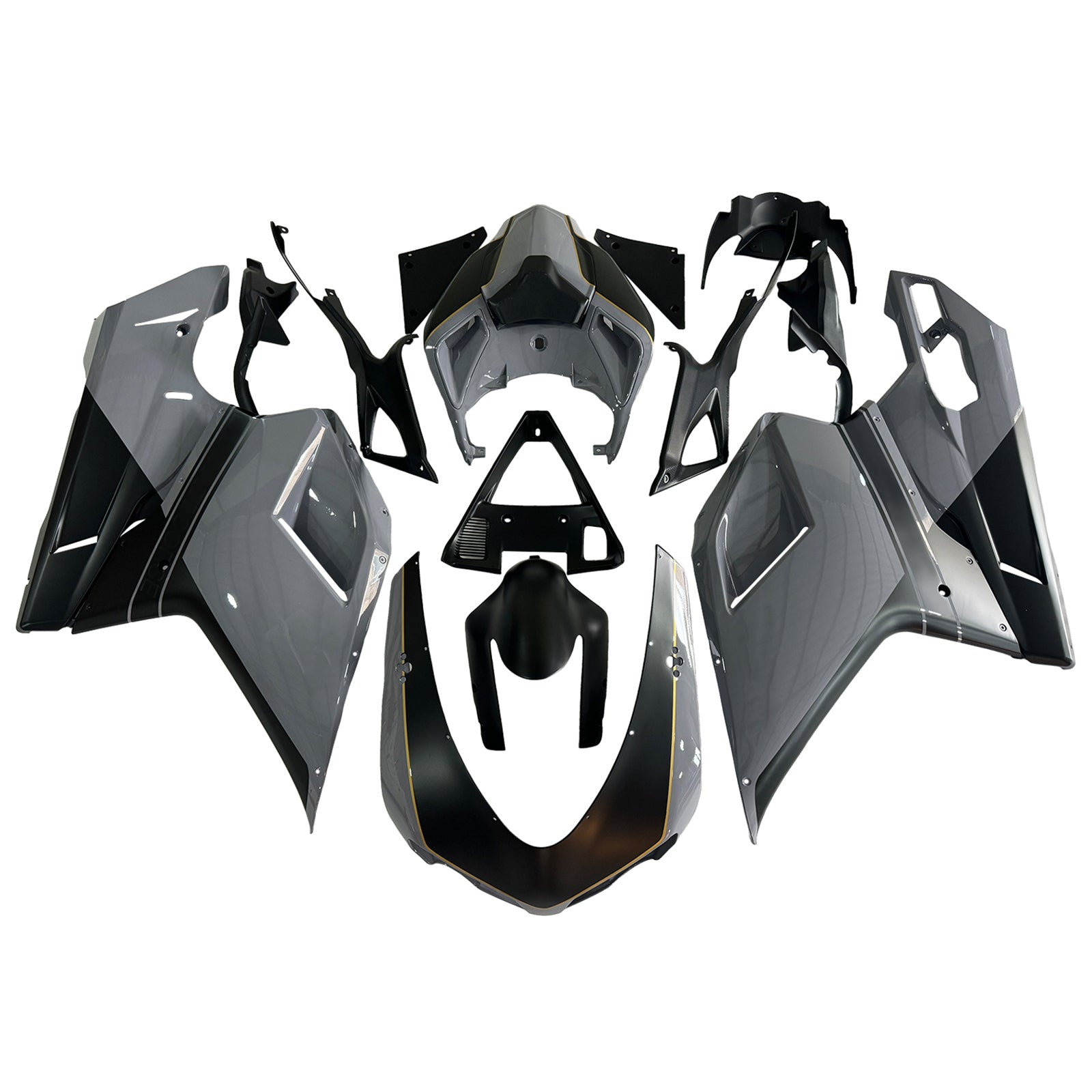 Amotopart 2007-2011 Ducati 1098/1198/848 Glossy Grey Black Fairing Kit