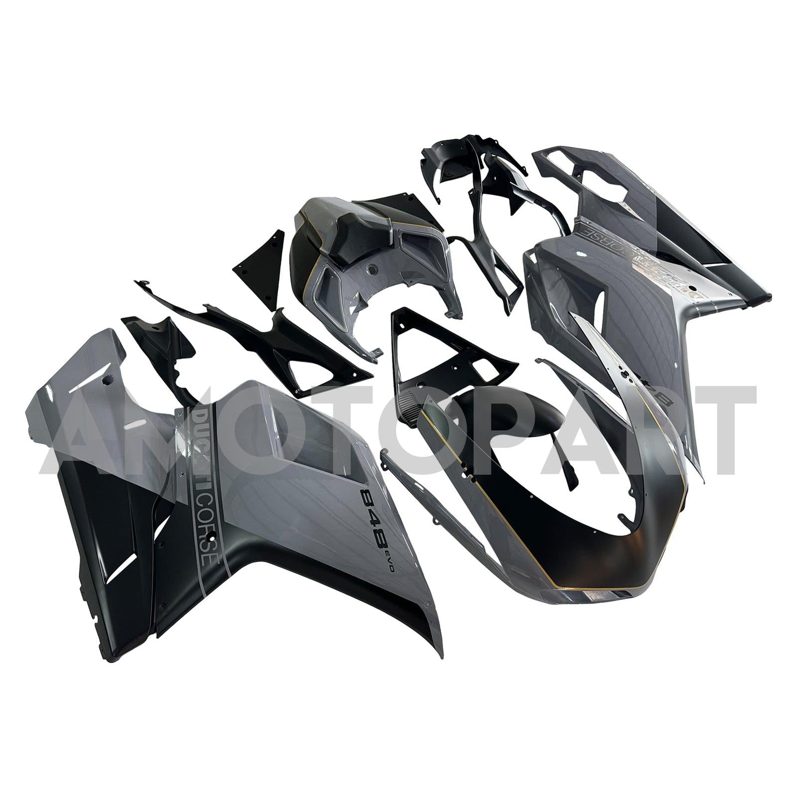 Amotopart 2007-2011 Ducati 1098/1198/848 Glans Gray Black Fairing Kit