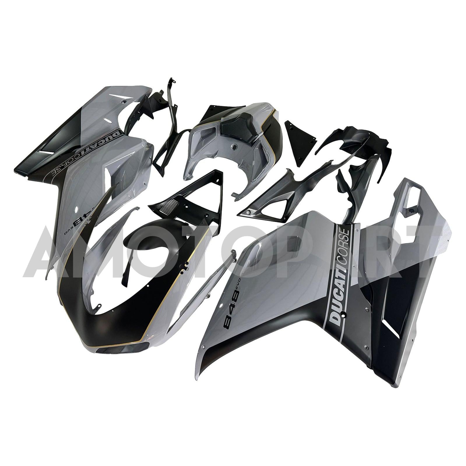 Amotopart 2007-2011 Ducati 1098/1198/848 Glans Gray Black Fairing Kit