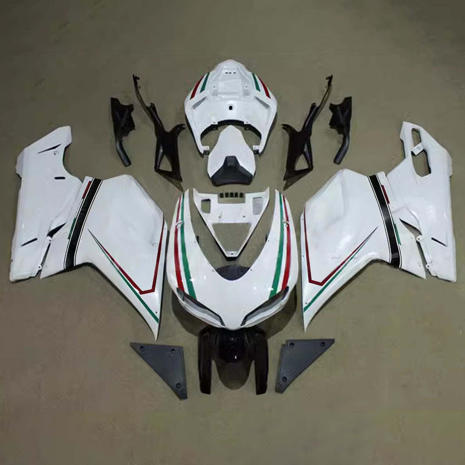 Amotopart All Years Ducati 1098/1198/848 Glssy White Red Green Fairing Kit