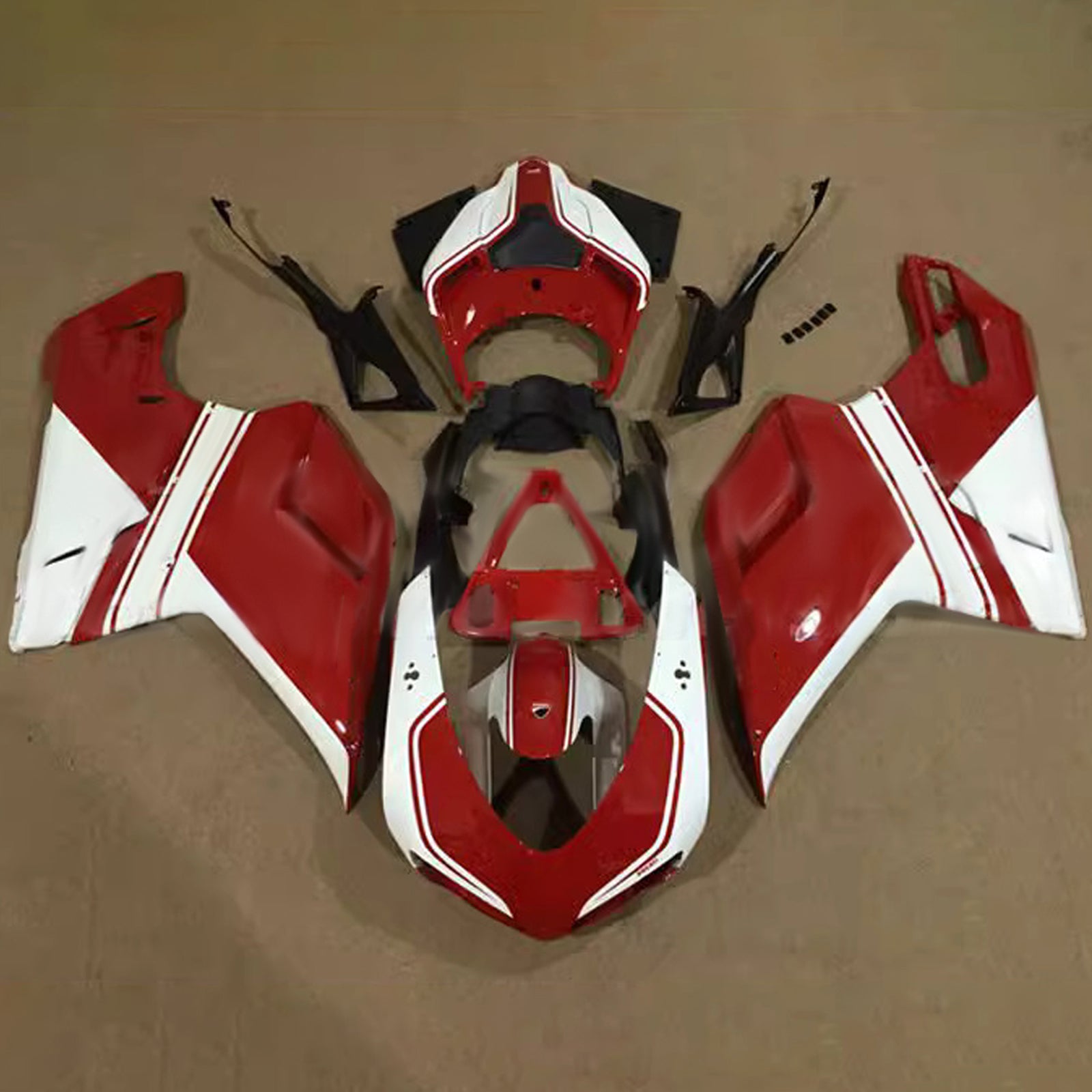 Amotopart All Years Ducati 1098/1198/848 Glossy Red White Fairing Kit