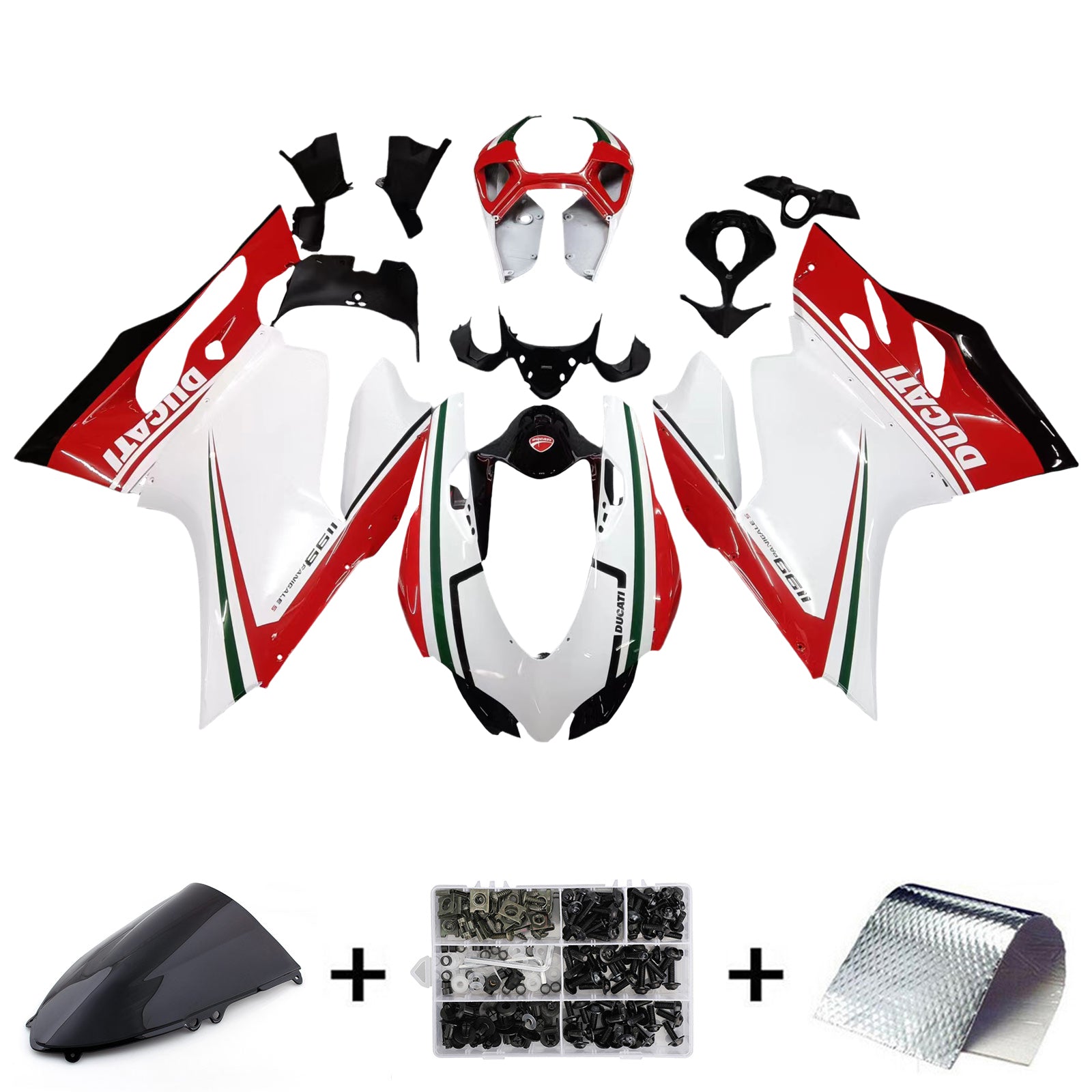 Amotopart Ducati 1199 899 2012-2015 Kit de carénage rouge et blanc