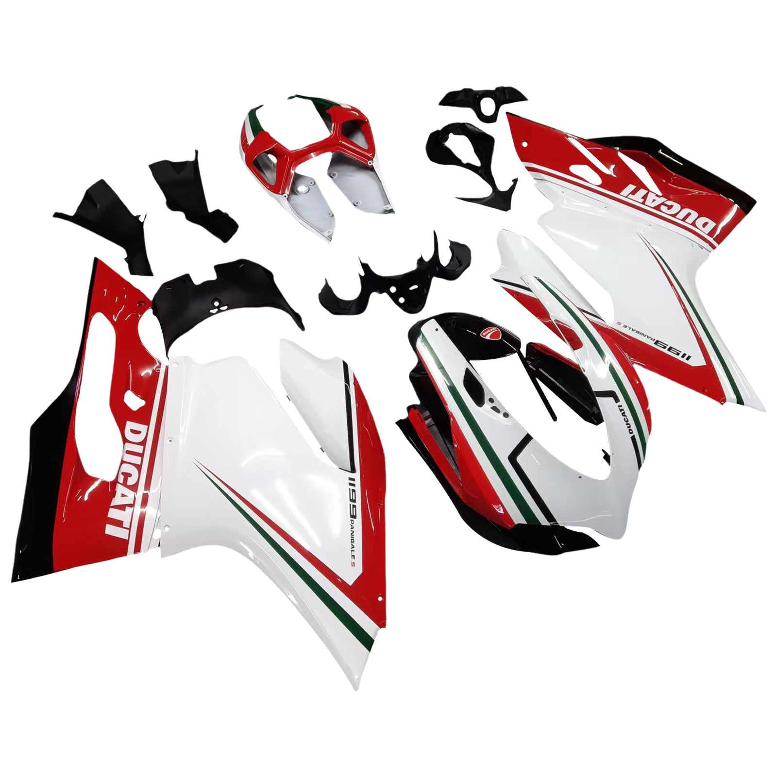 Amotopart Ducati 1199 899 2012-2015 Kit de carénage rouge et blanc