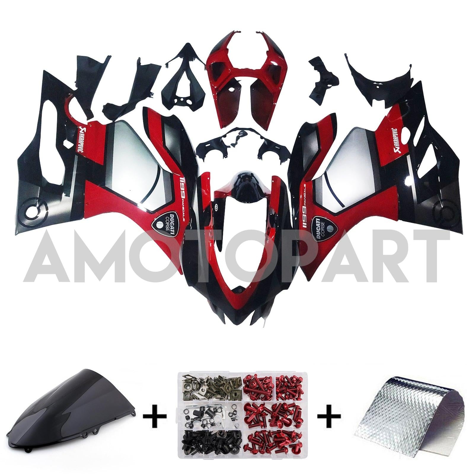 Amotopart 2012-2015 1199/899 Ducati Red & Black Style2 Fairing Kit