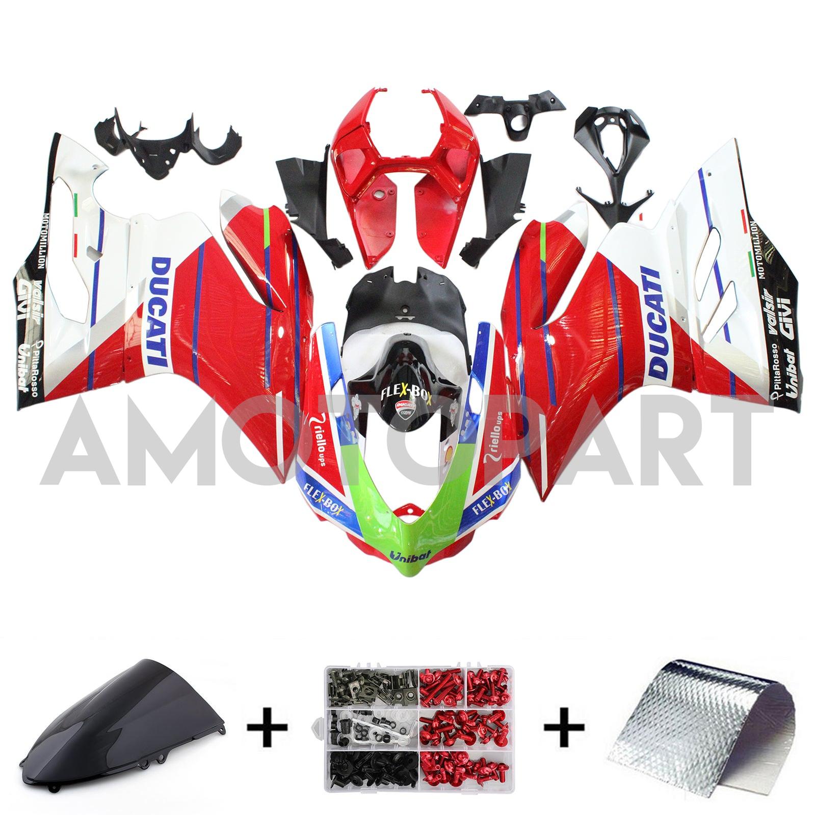 Amotopart Ducati 2012-2015 1199/899 Red Blue Line Fairing Kit