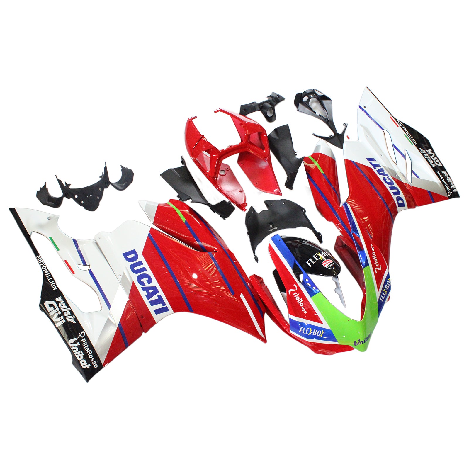 Amotopart Ducati 2012-2015 1199/899 Kit de carénage ligne rouge bleu