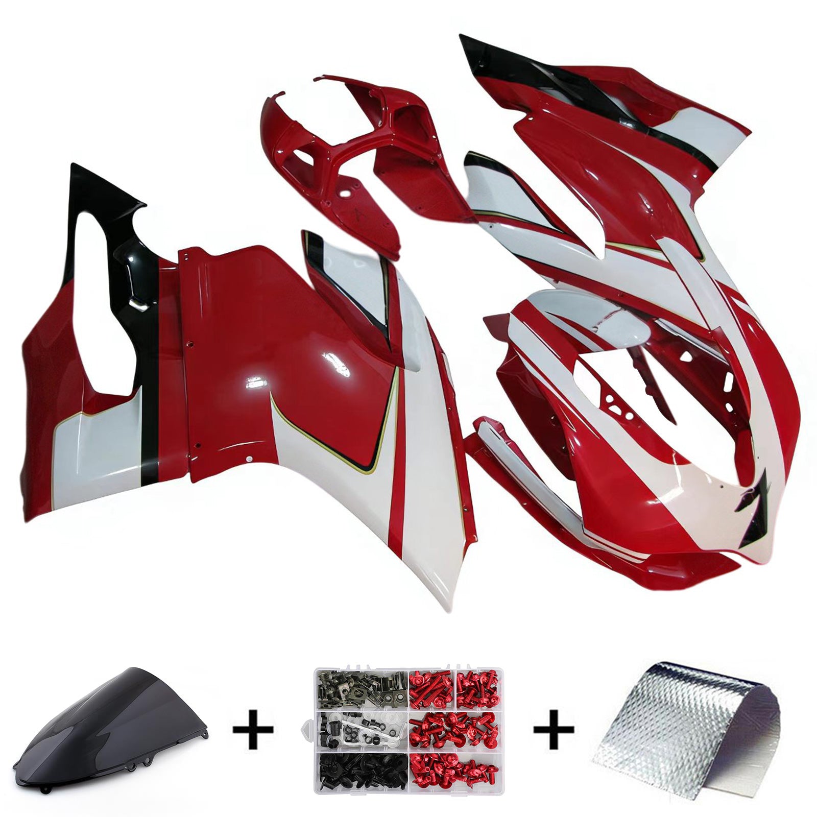 Amotopart 2012-2015 Ducati 1199 899 Red & White Style1 Fairing Kit