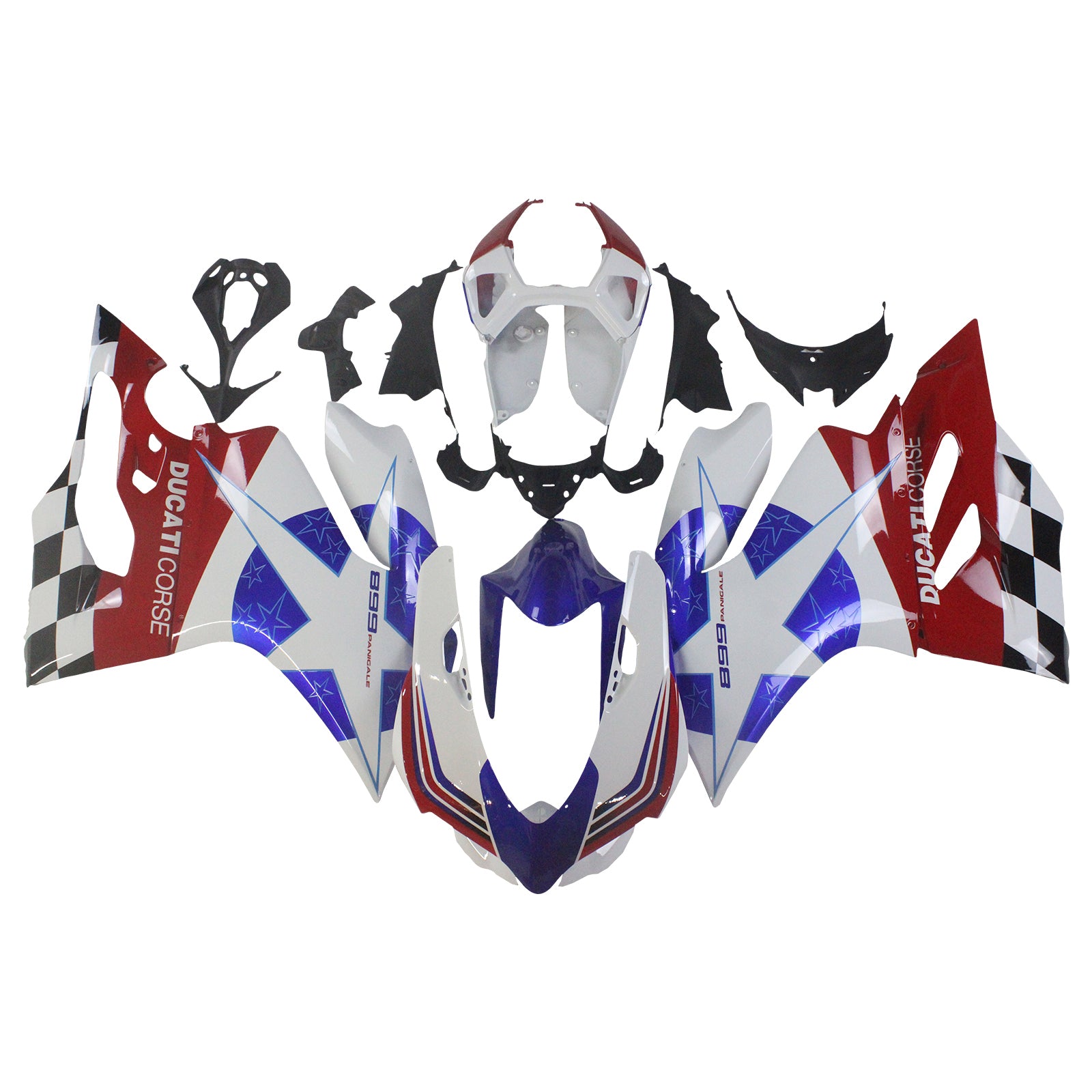 Amotopart 2012-2015 Ducati 1199 899 Kit de carénage bleu et rouge Style2